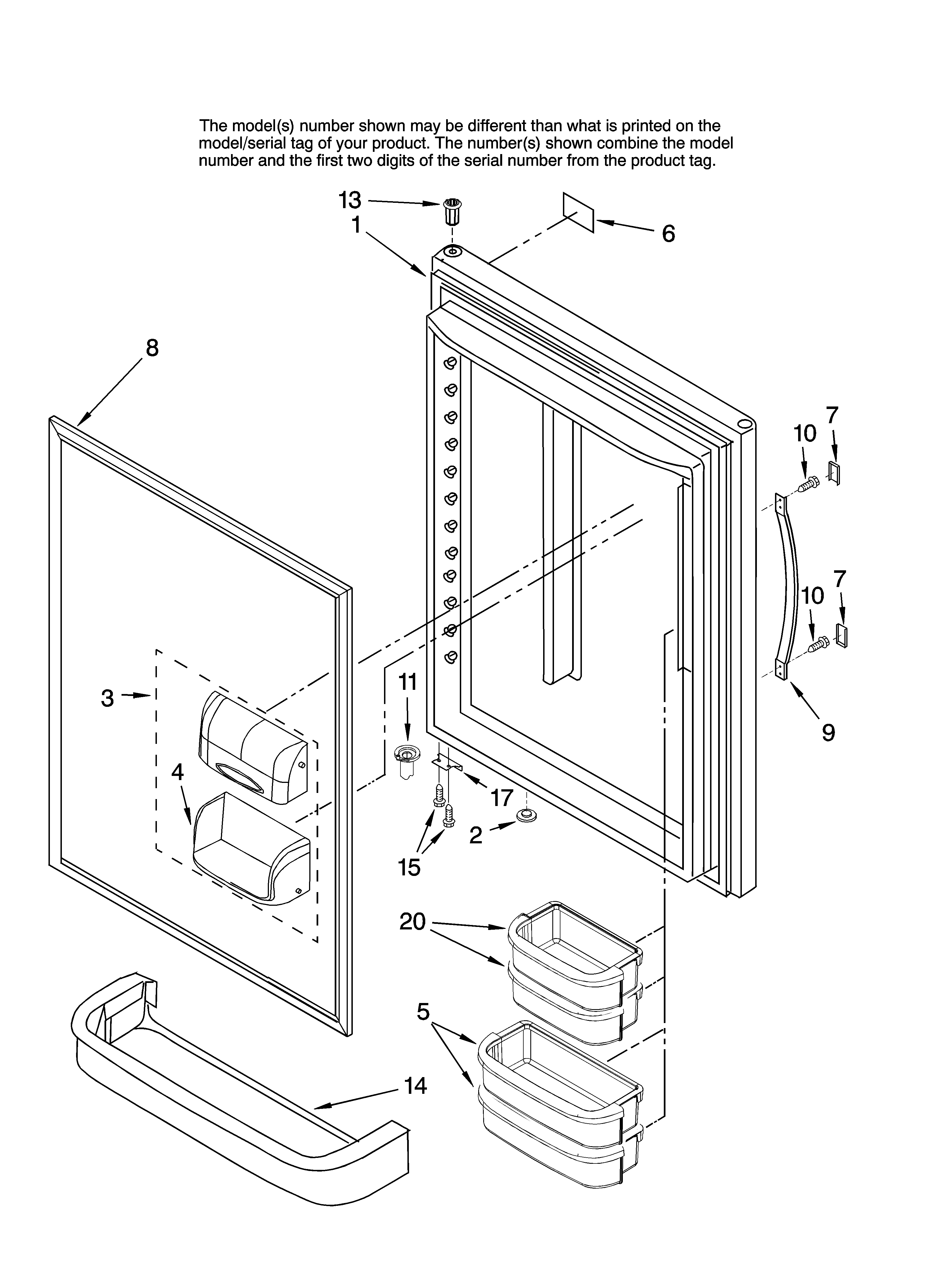 Whirlpool GB9SHDXVS00 refrigerator door parts diagram