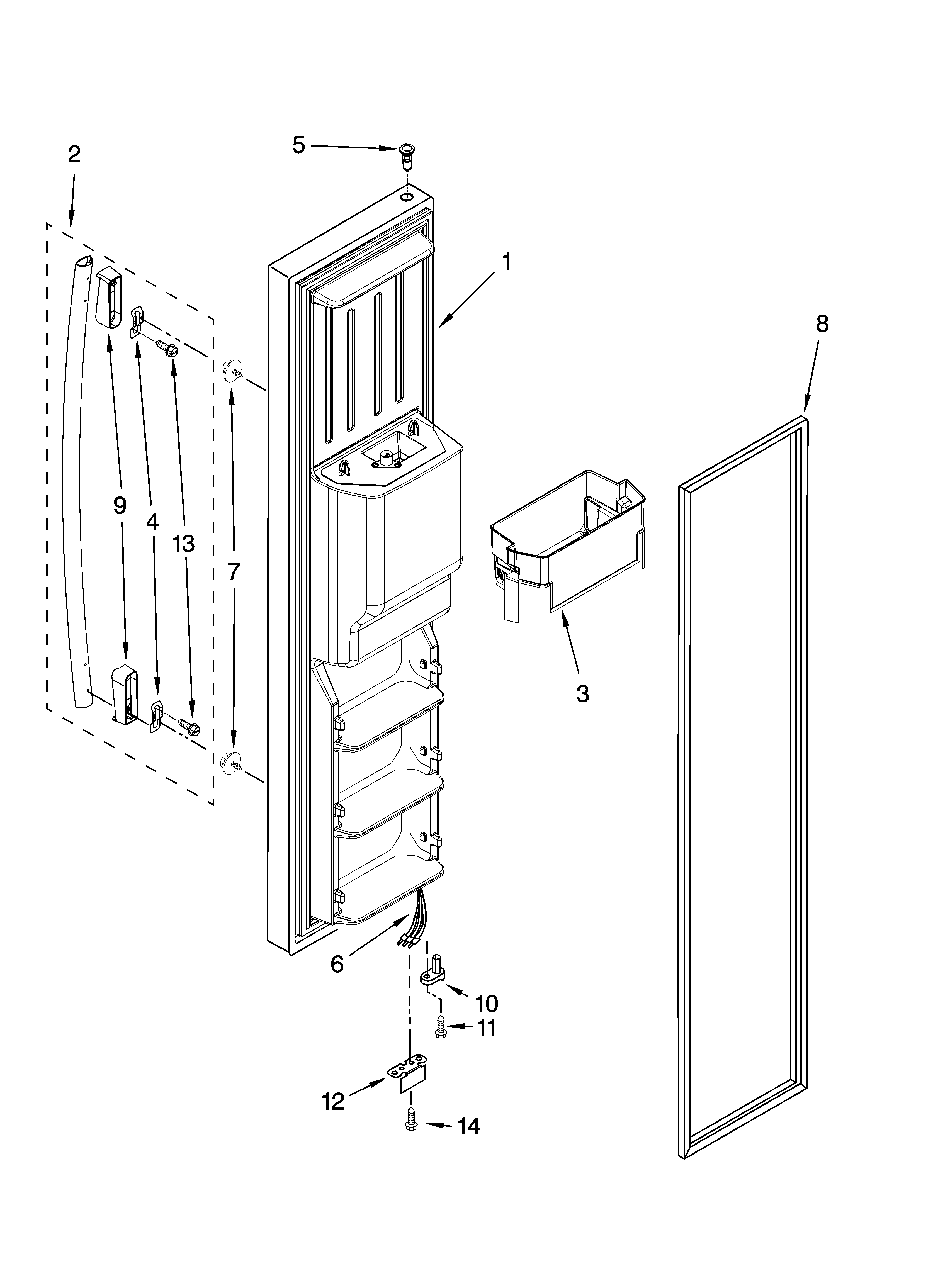 Whirlpool GS5SVAXVA01 freezer door parts diagram