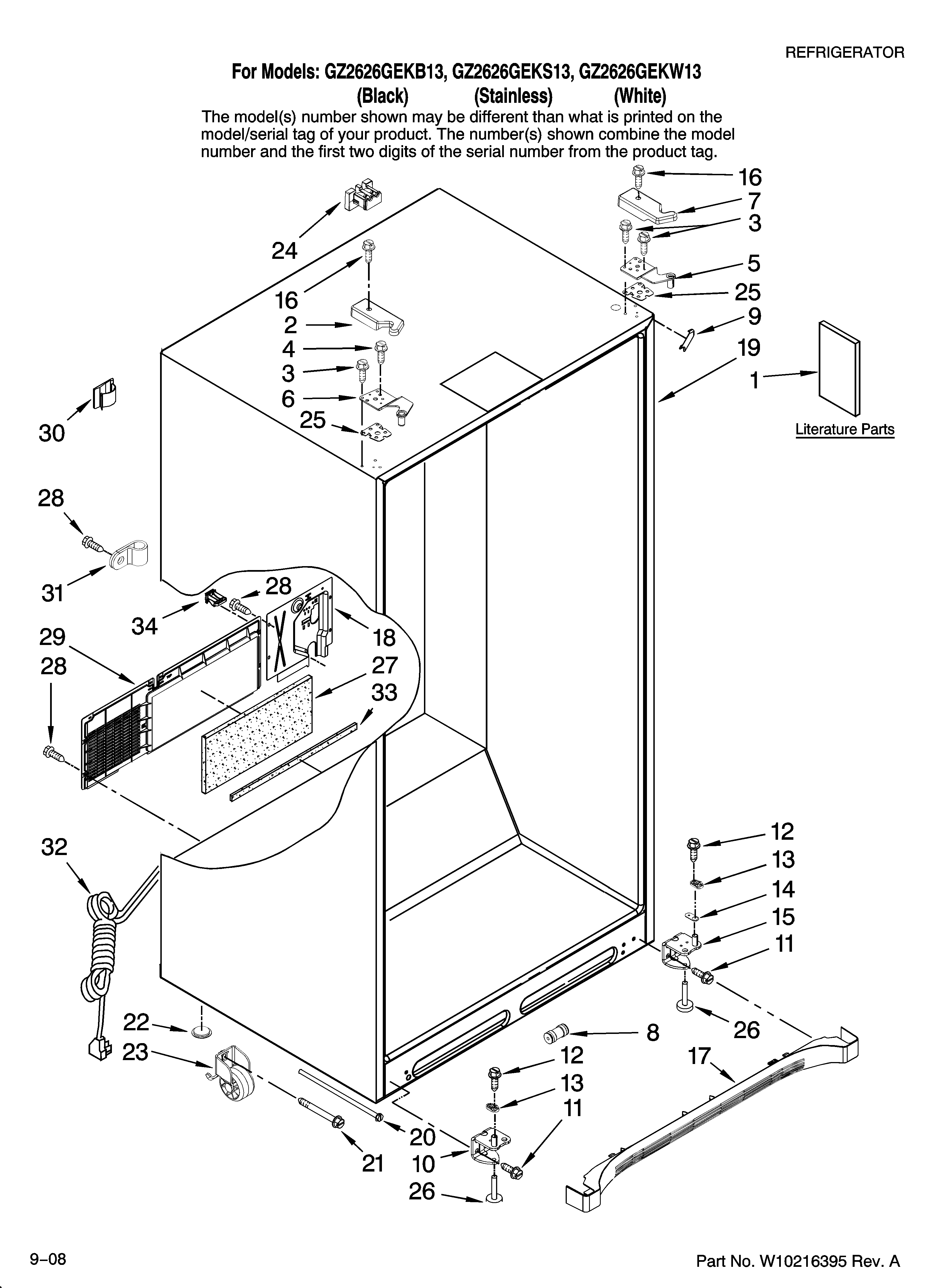 Maytag GZ2626GEKB13 cabinet parts diagram