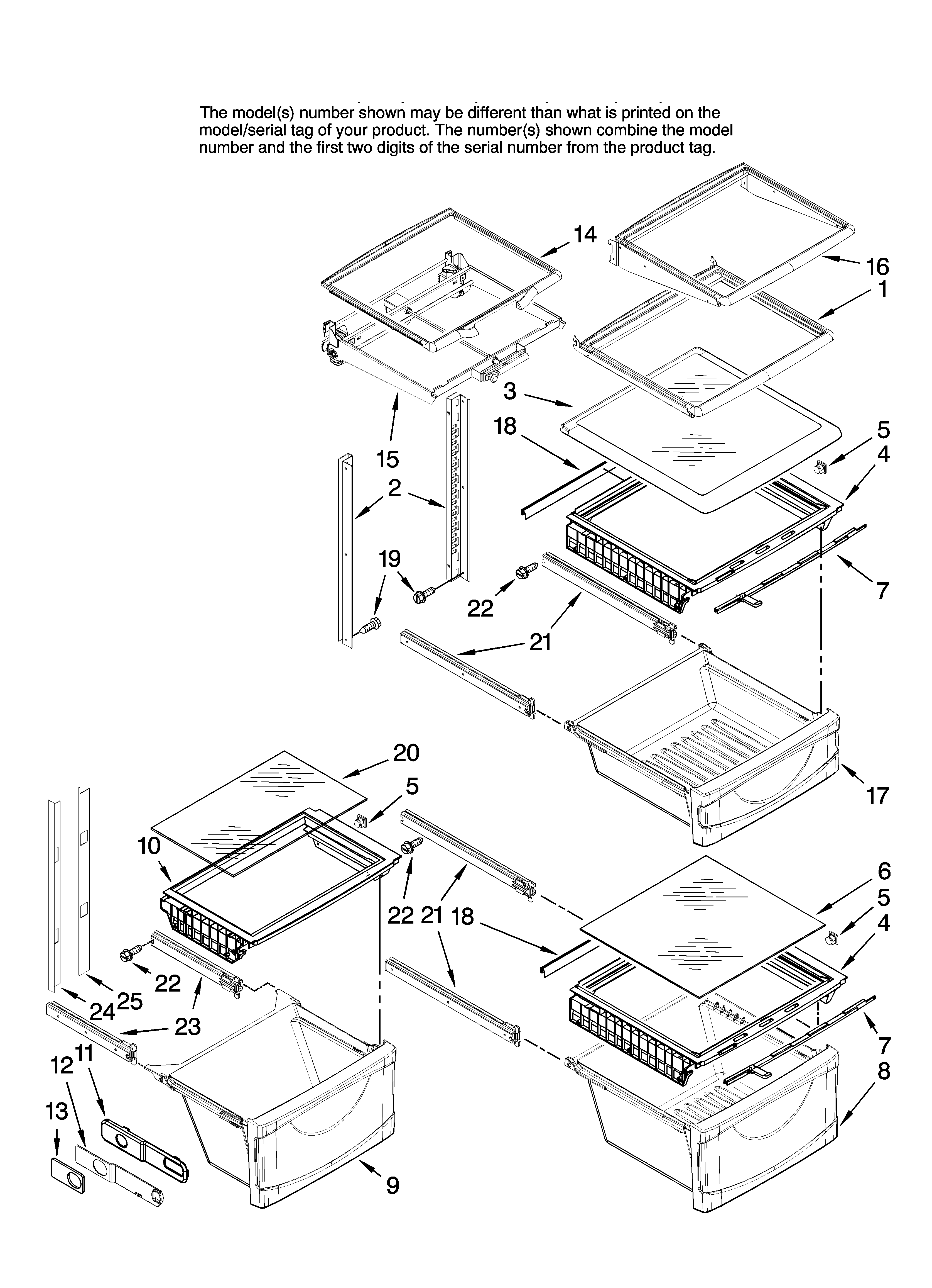 Maytag GZ2626GEKB13 refrigerator shelf parts diagram