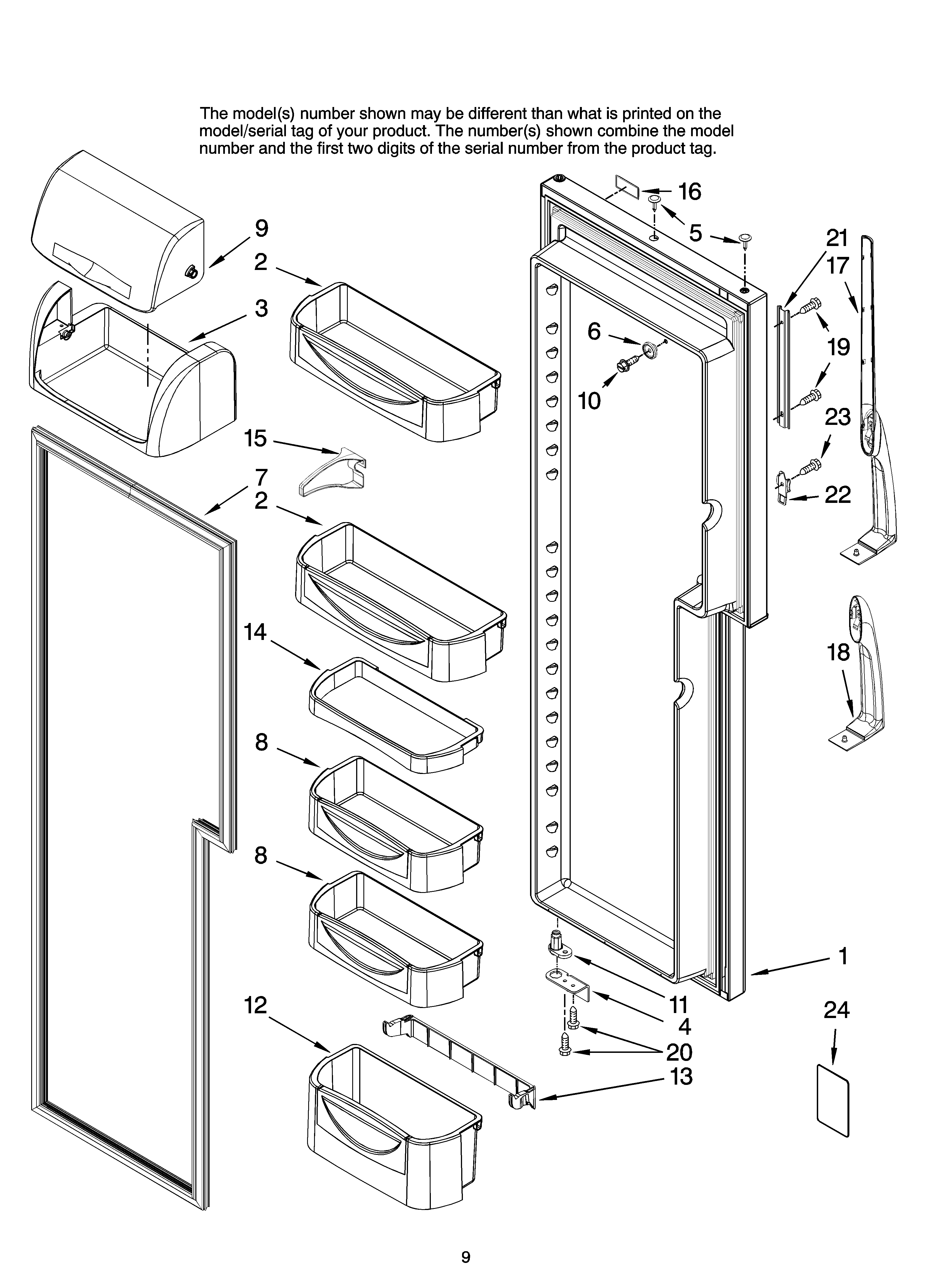Maytag GZ2626GEKB13 refrigerator door parts diagram