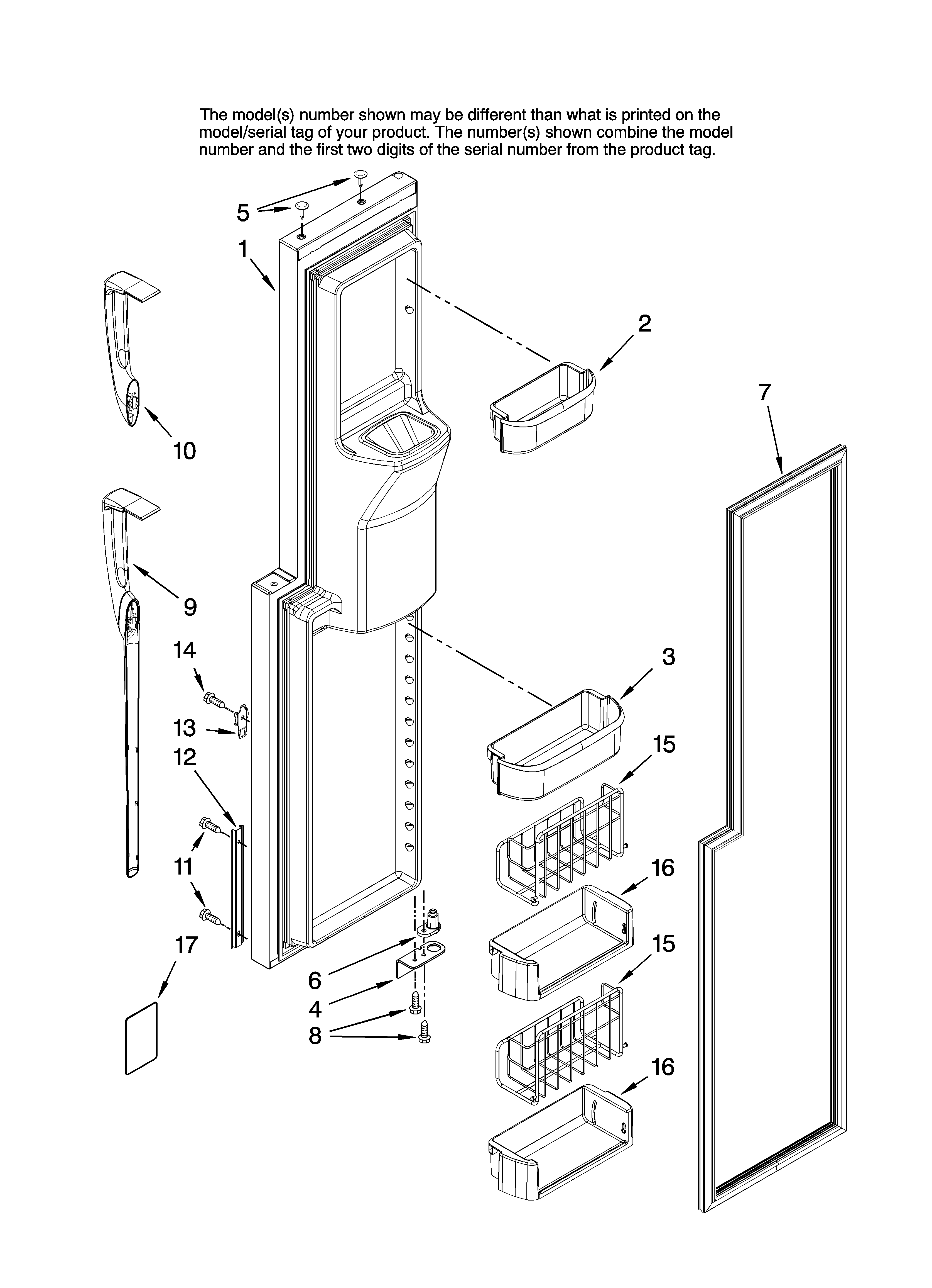 Maytag GZ2626GEKB13 freezer door parts diagram