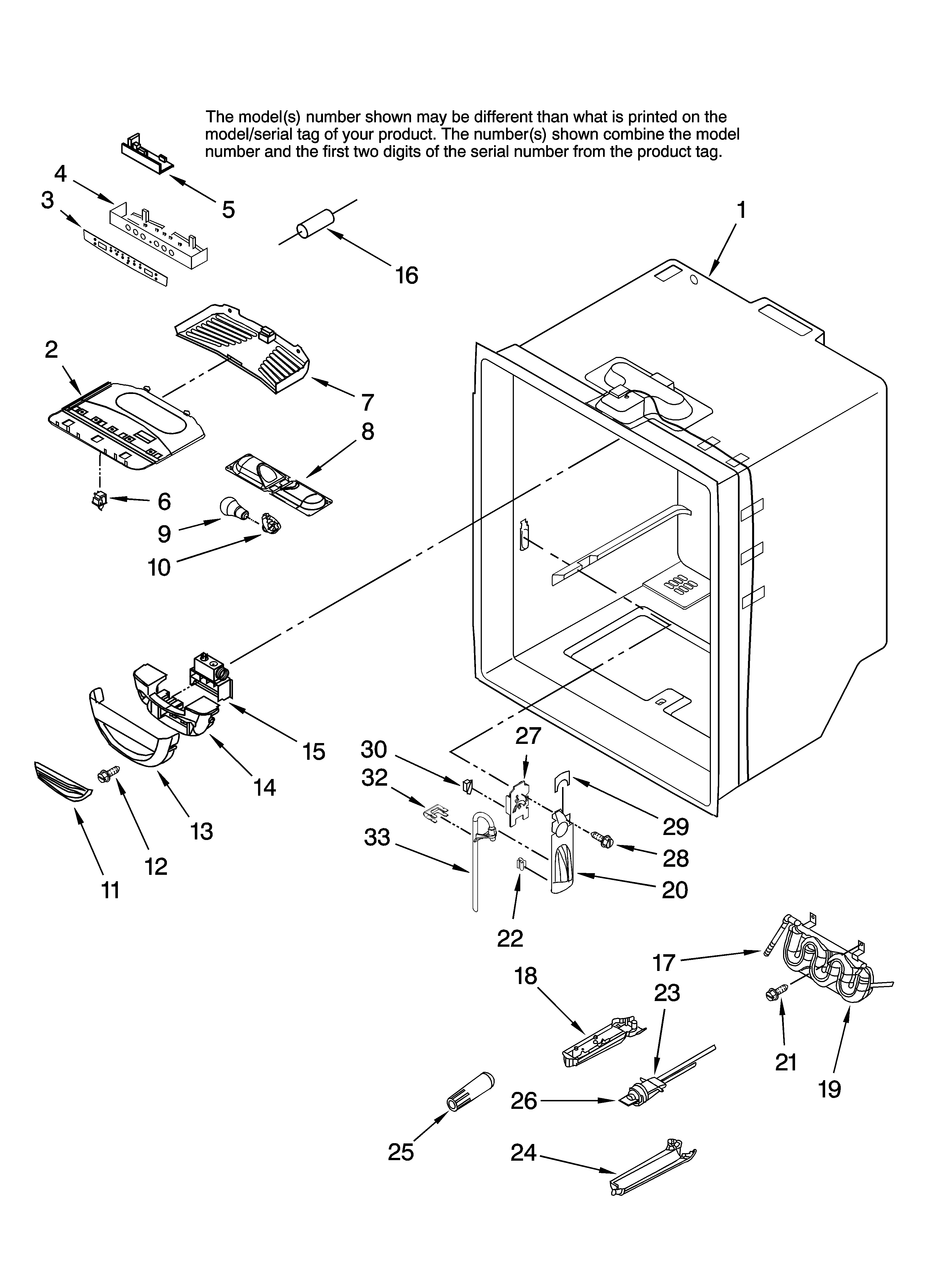 KitchenAid KBLS20EVMS00 refrigerator liner parts diagram