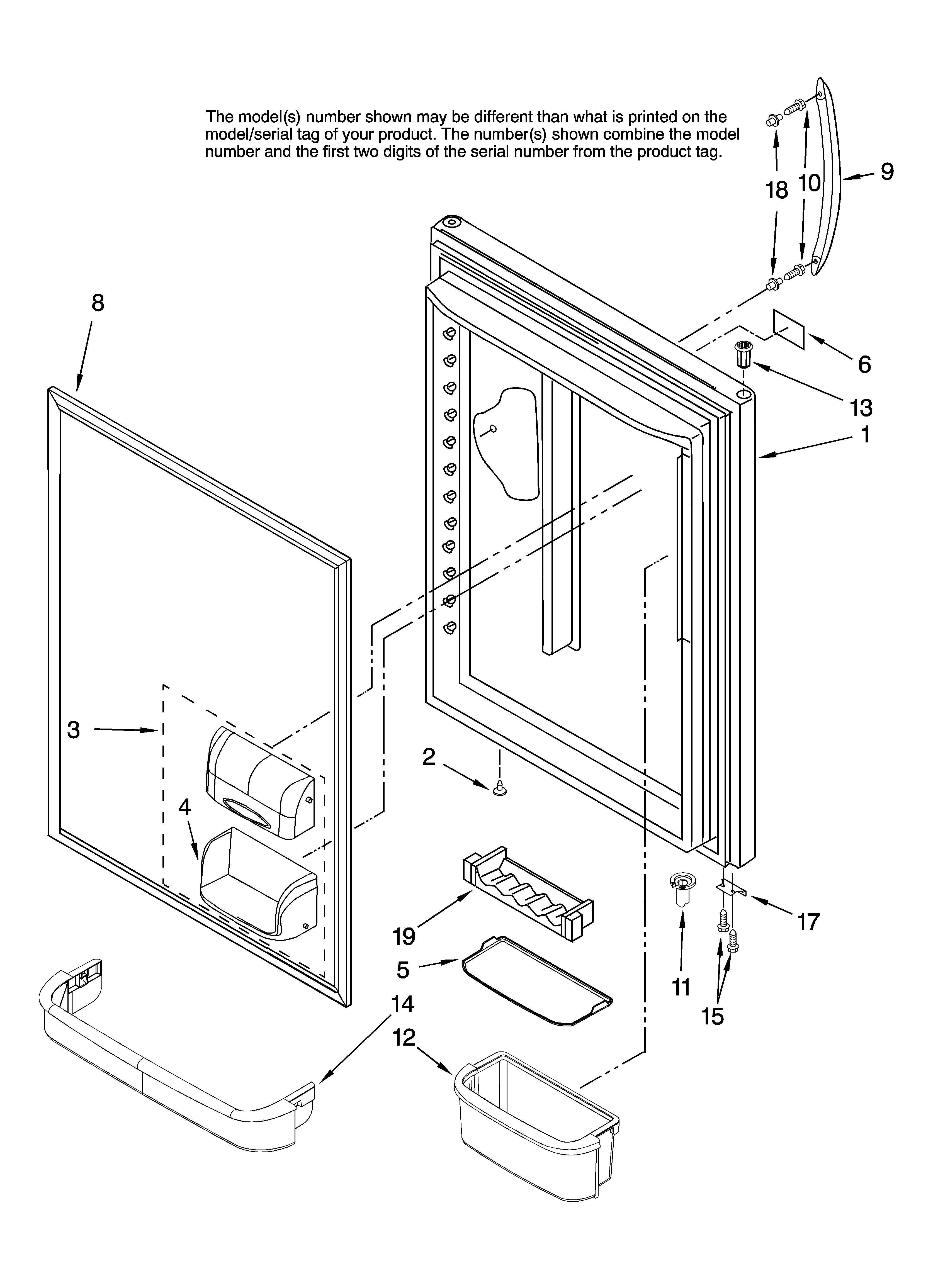 KitchenAid KBLS20EVMS00 refrigerator door parts diagram