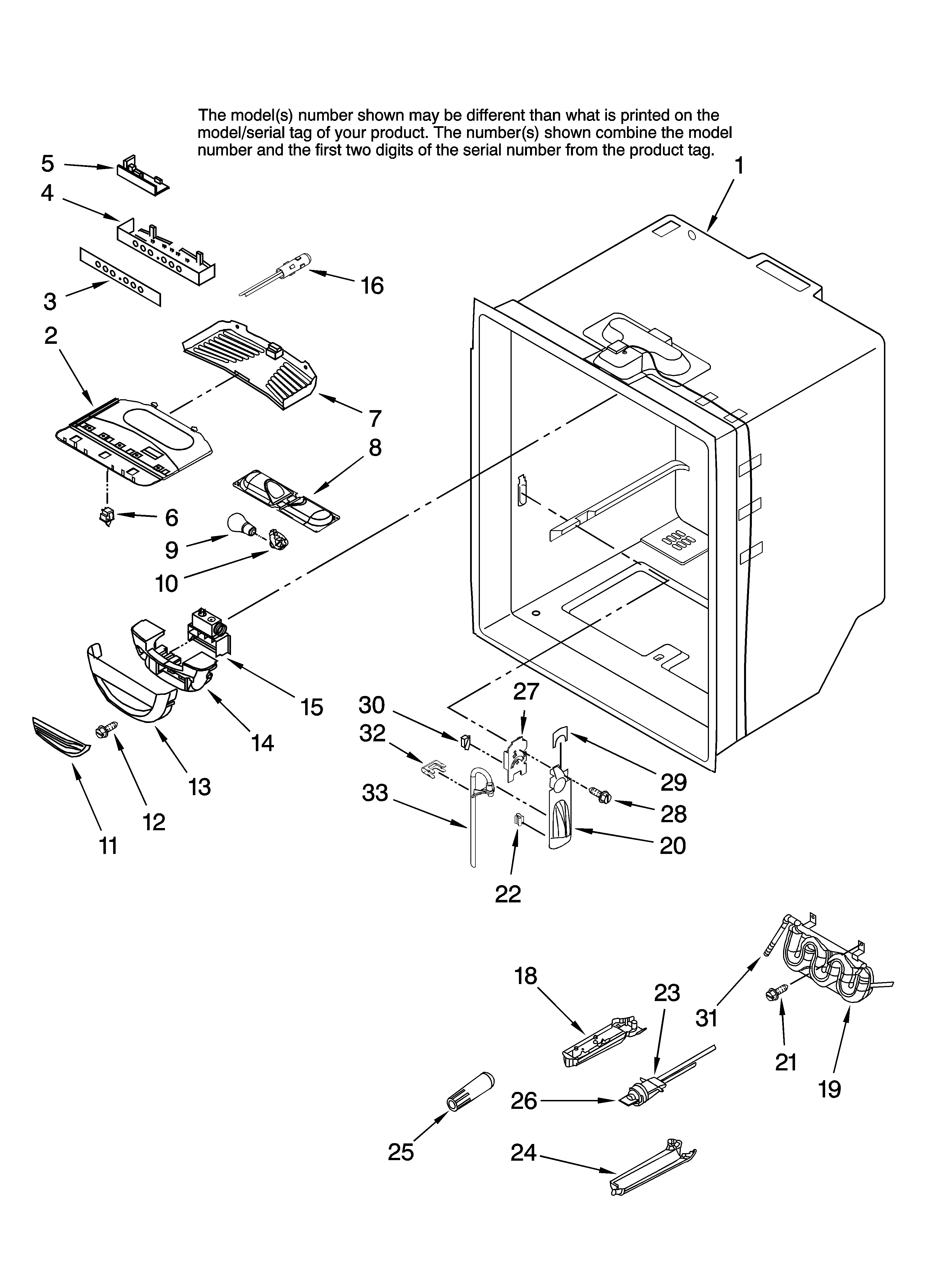 KitchenAid KBRS20EVBL00 refrigerator liner parts diagram