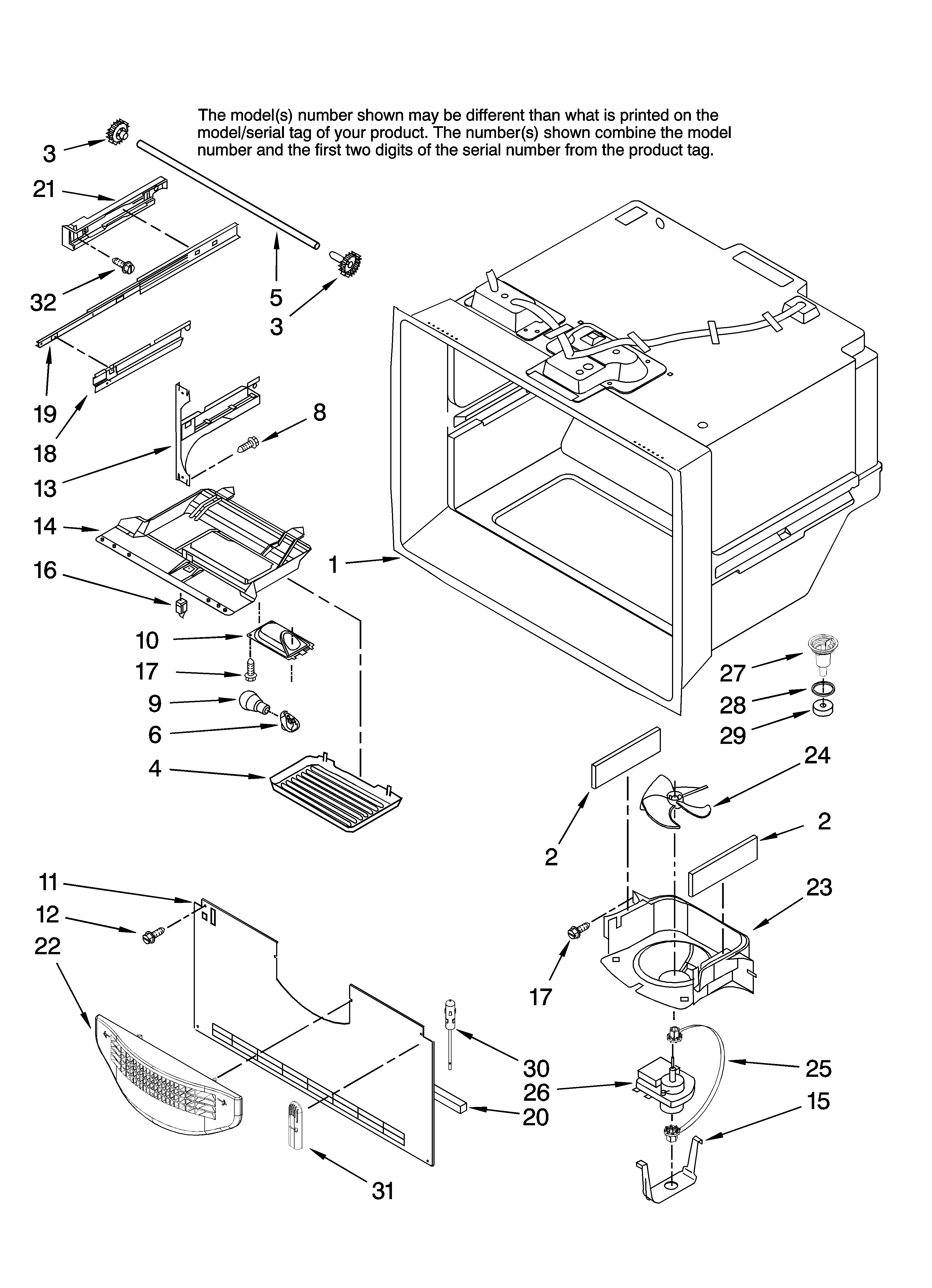 KitchenAid KBRS20EVBL00 freezer liner parts diagram