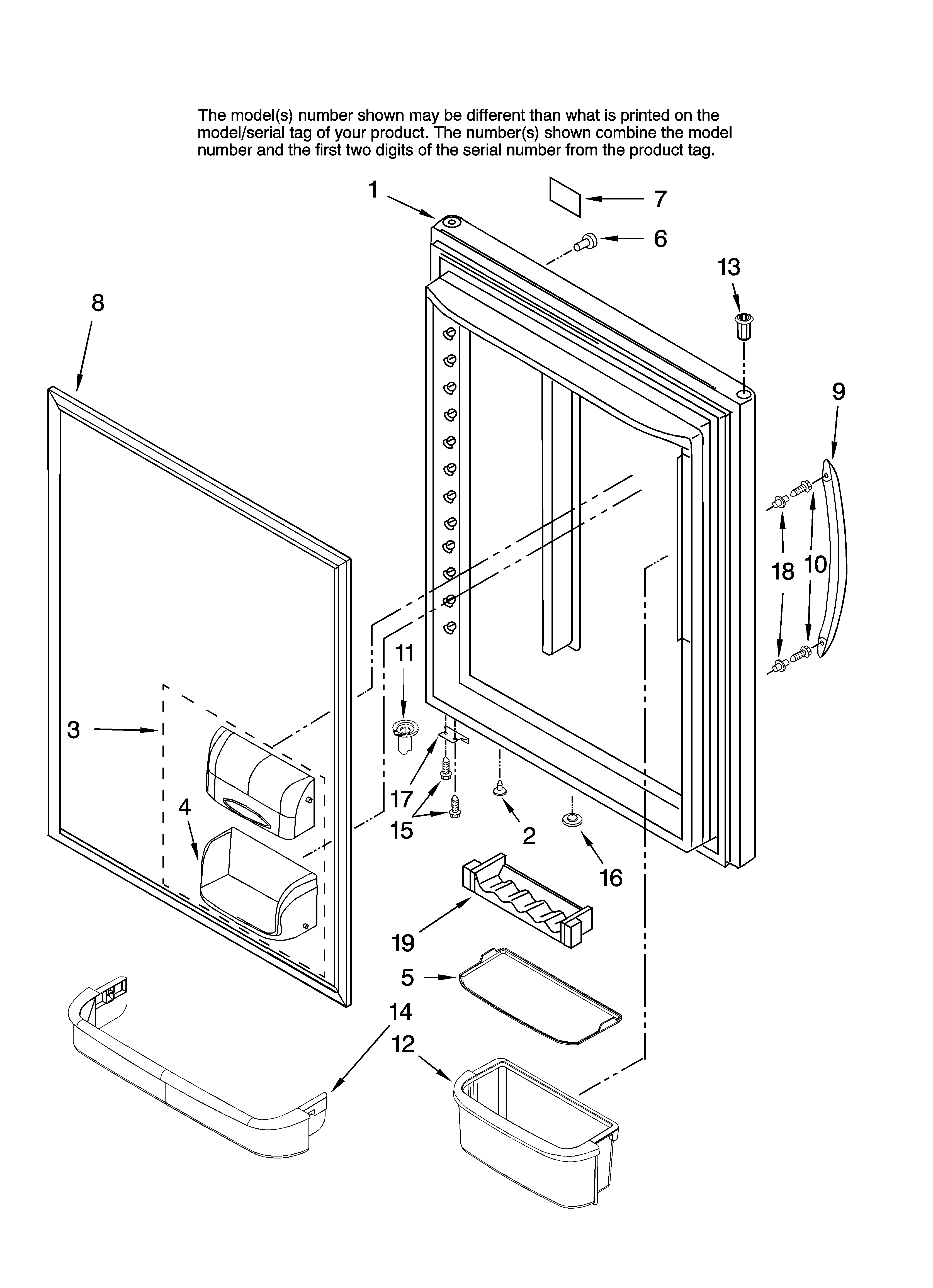 KitchenAid KBRS20EVBL00 refrigerator door parts diagram