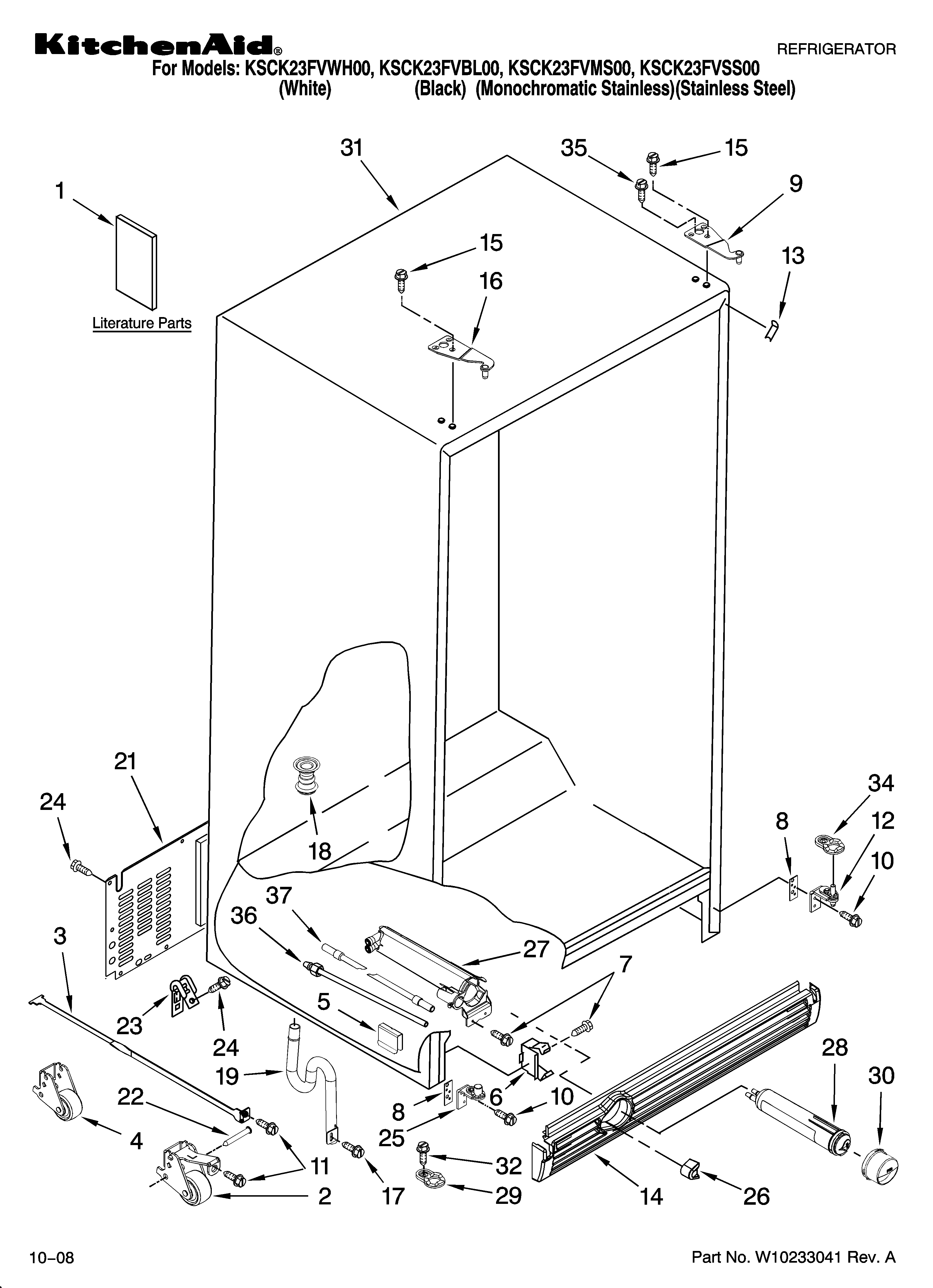 KitchenAid KSCK23FVMS00 cabinet parts diagram