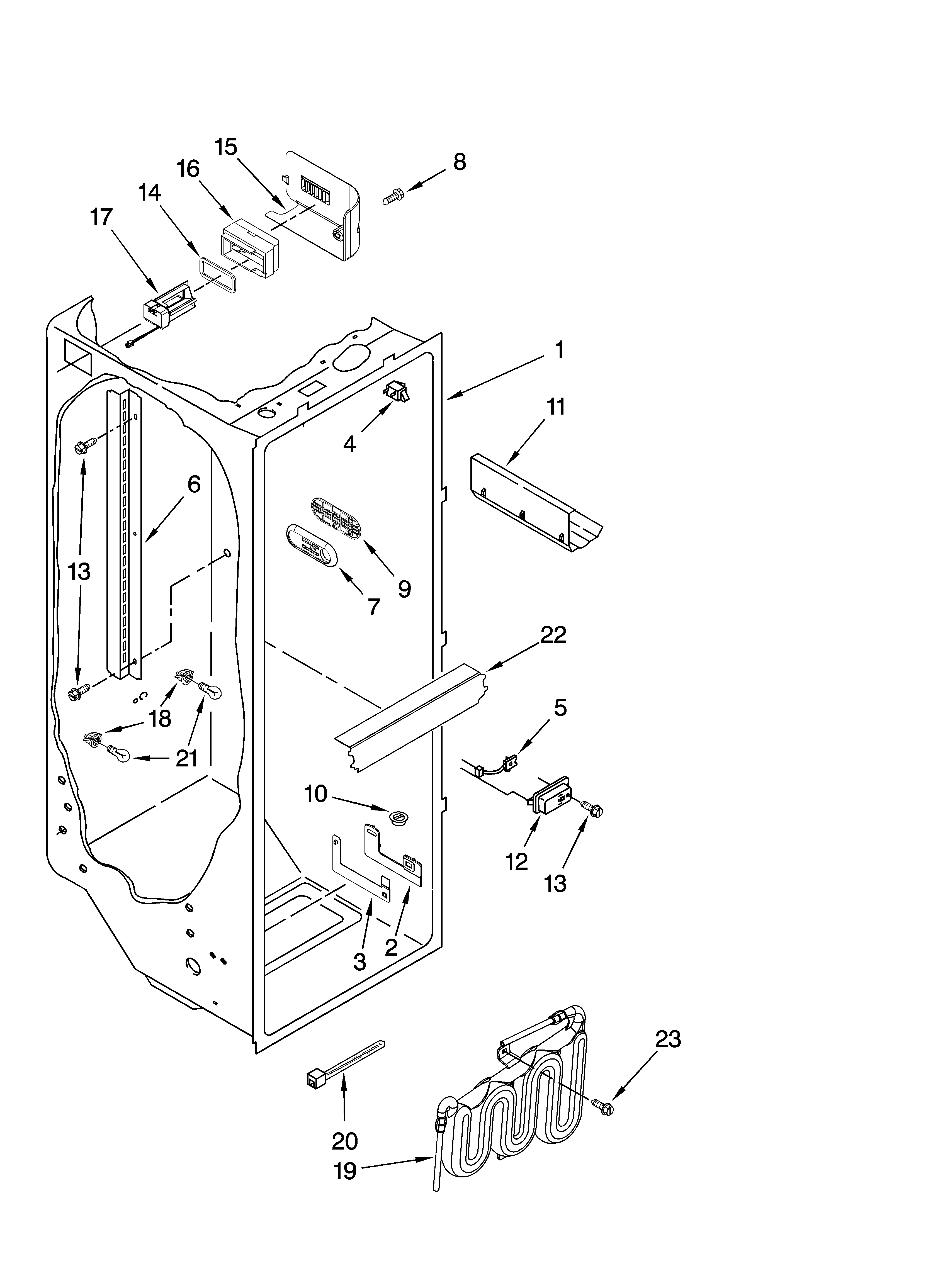 KitchenAid KSCK23FVMS00 refrigerator liner parts diagram