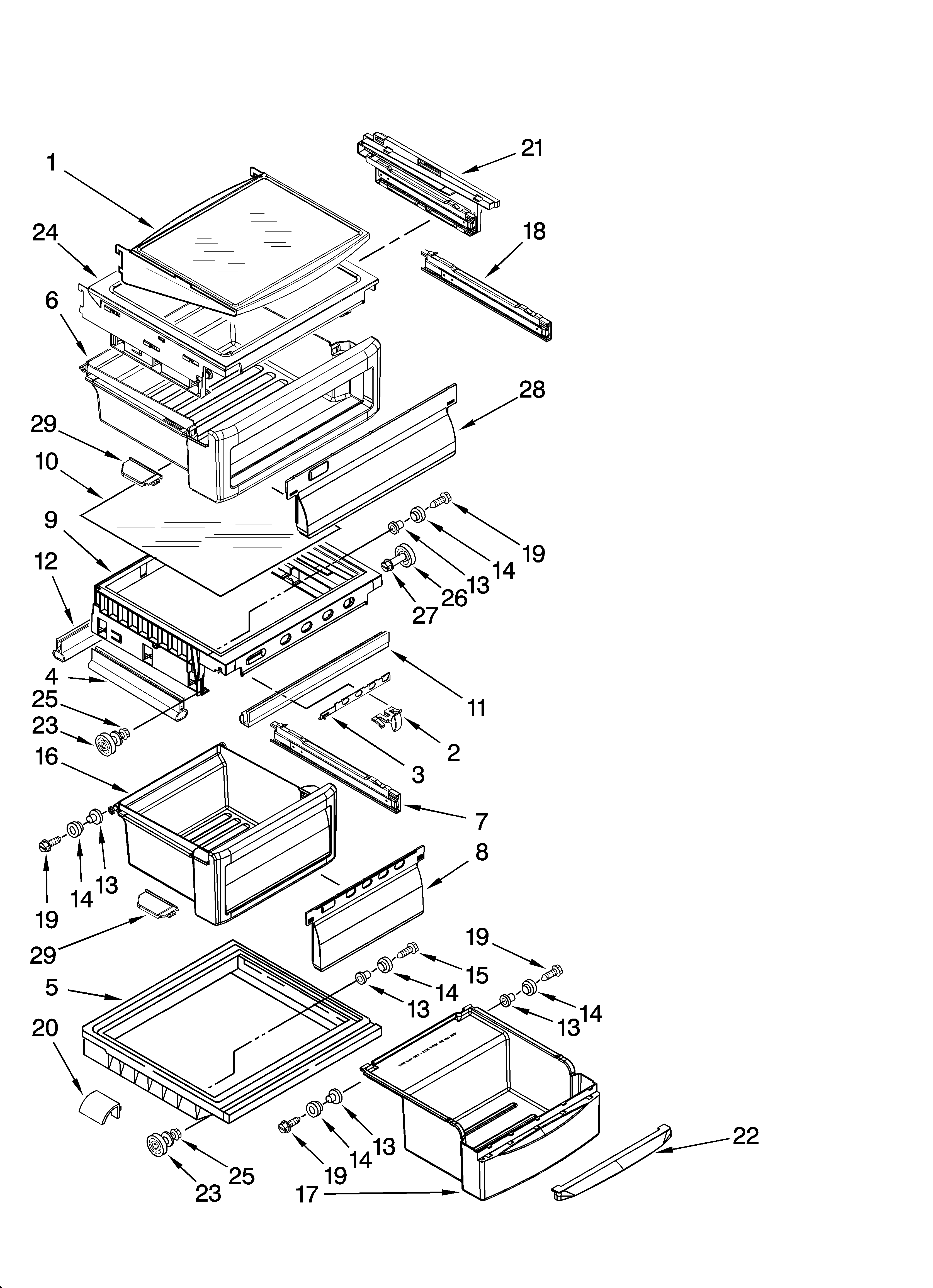 KitchenAid KSCK23FVMS00 refrigerator shelf parts diagram