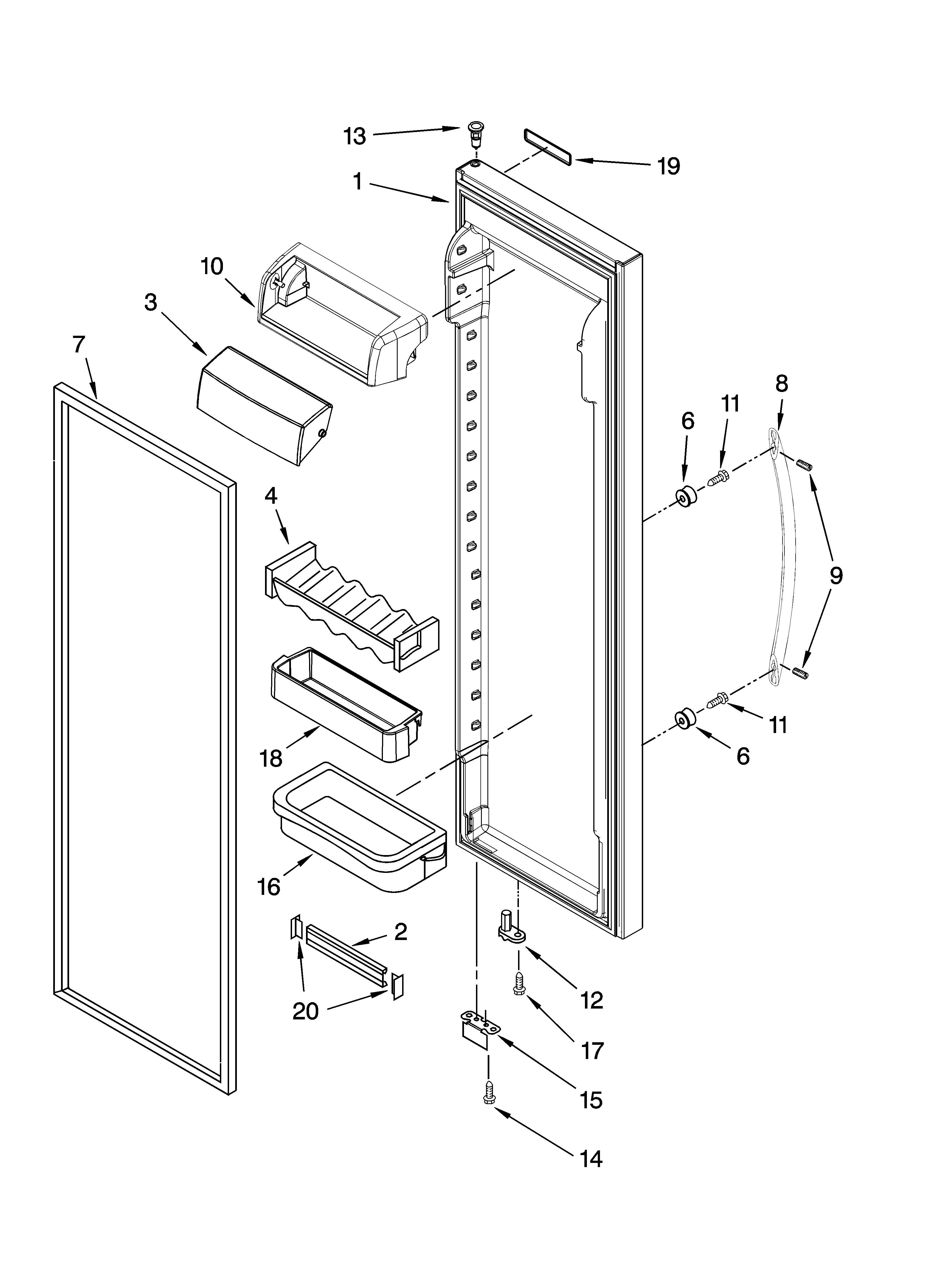 KitchenAid KSCK25FVSS00 refrigerator door parts diagram