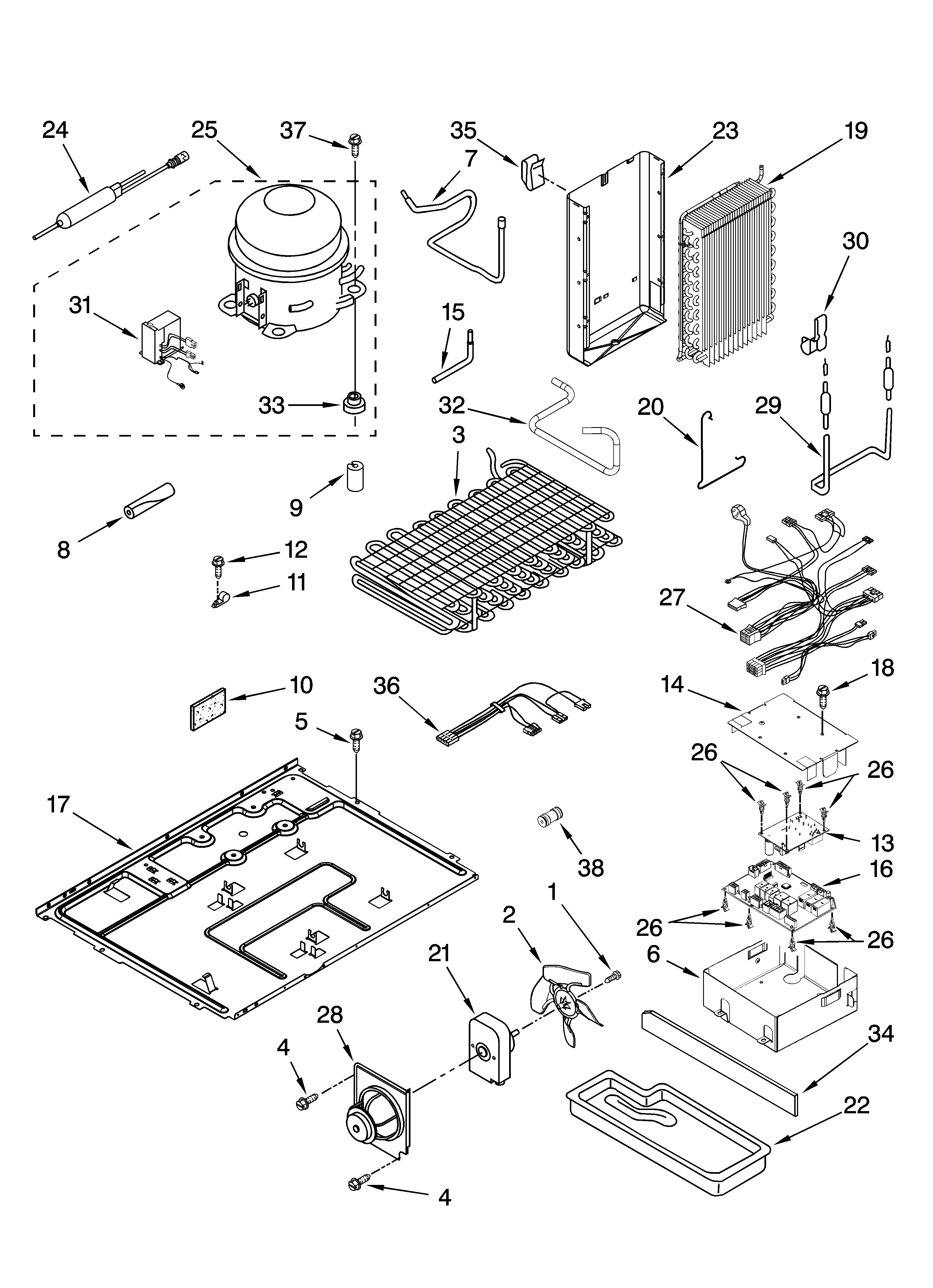 KitchenAid KSCK25FVSS00 unit parts diagram