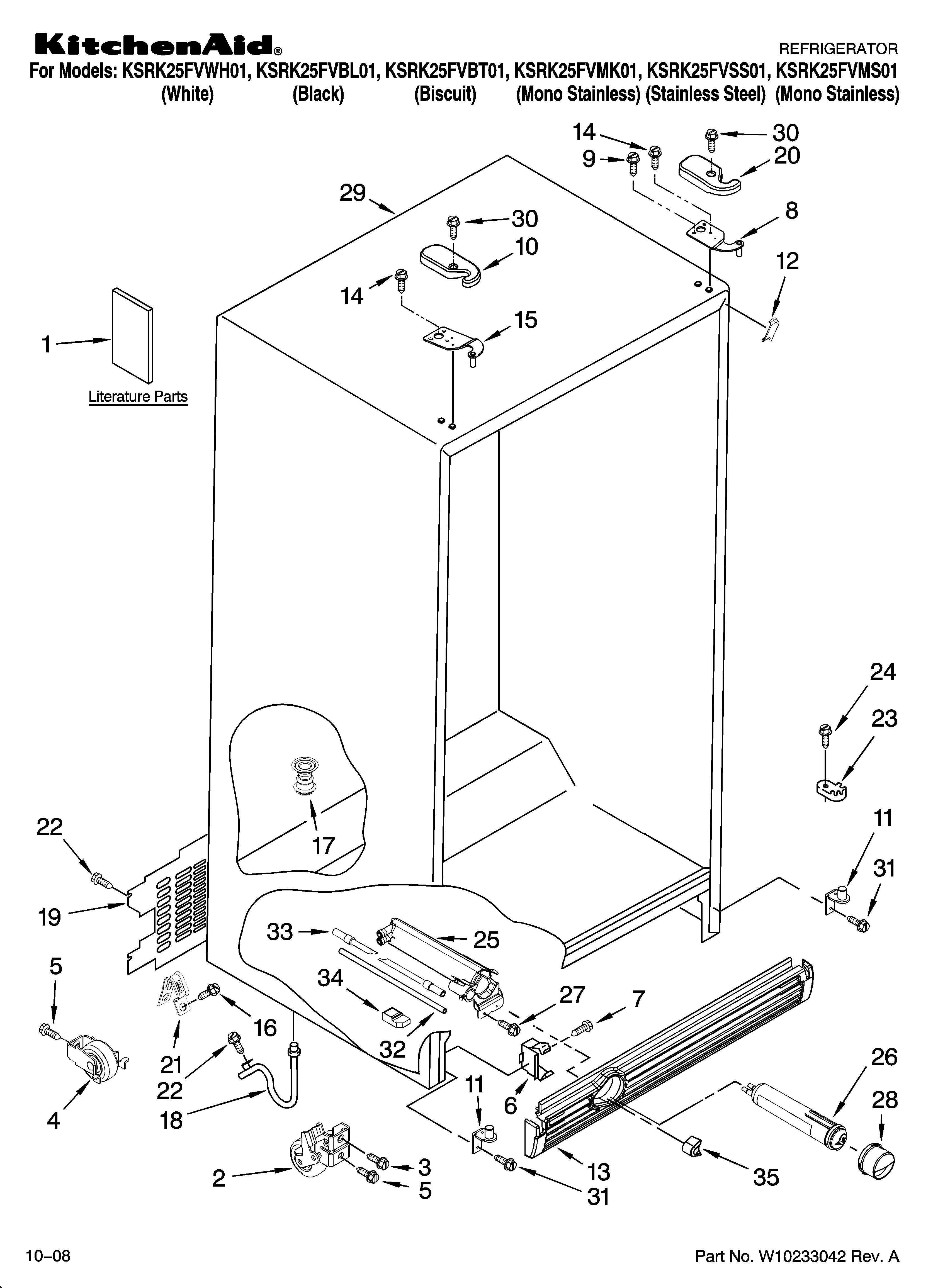 KitchenAid KSRK25FVMS01 cabinet parts diagram