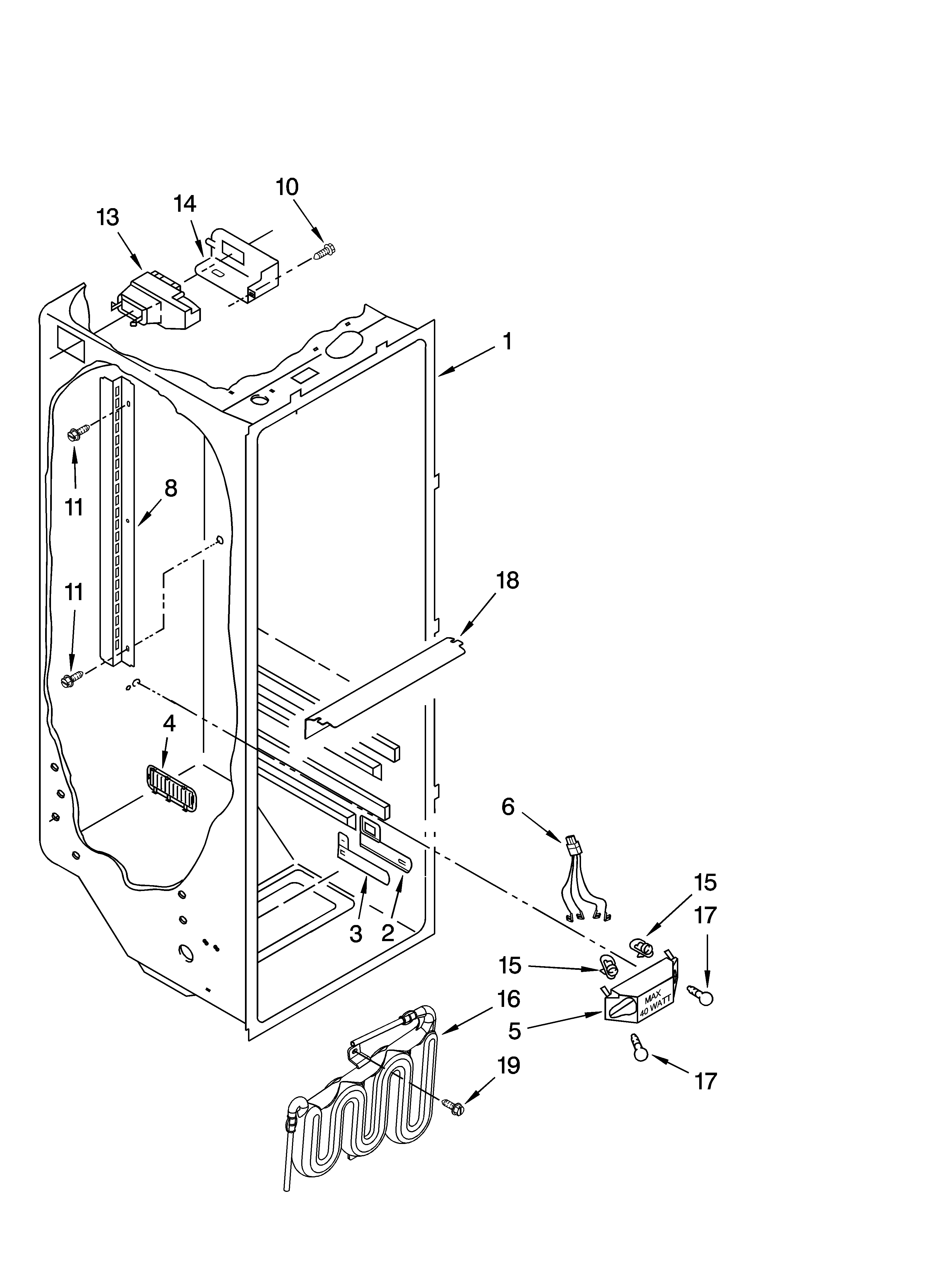 KitchenAid KSRK25FVMS01 refrigerator liner parts diagram