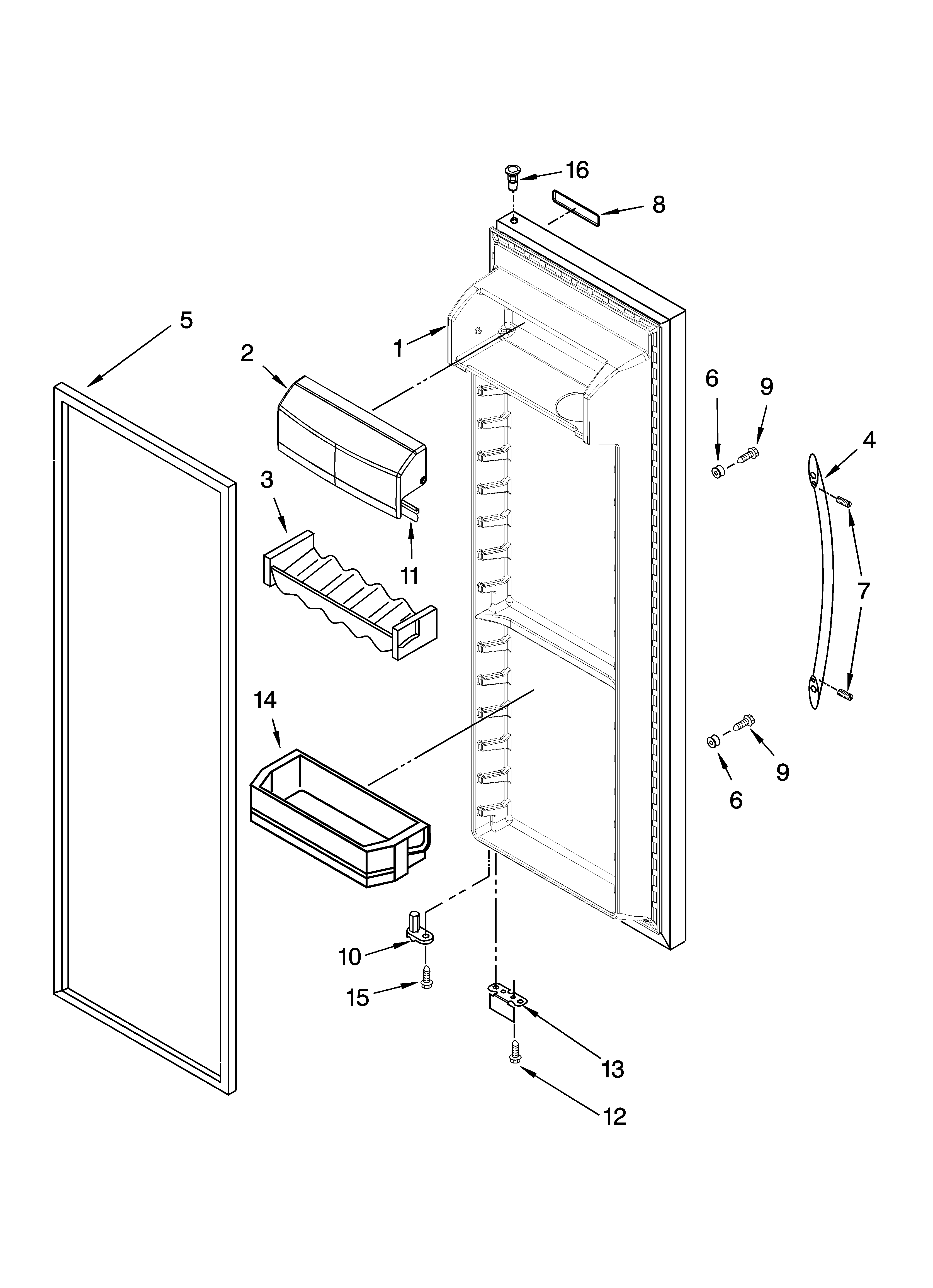 KitchenAid KSRK25FVMS01 refrigerator door parts diagram