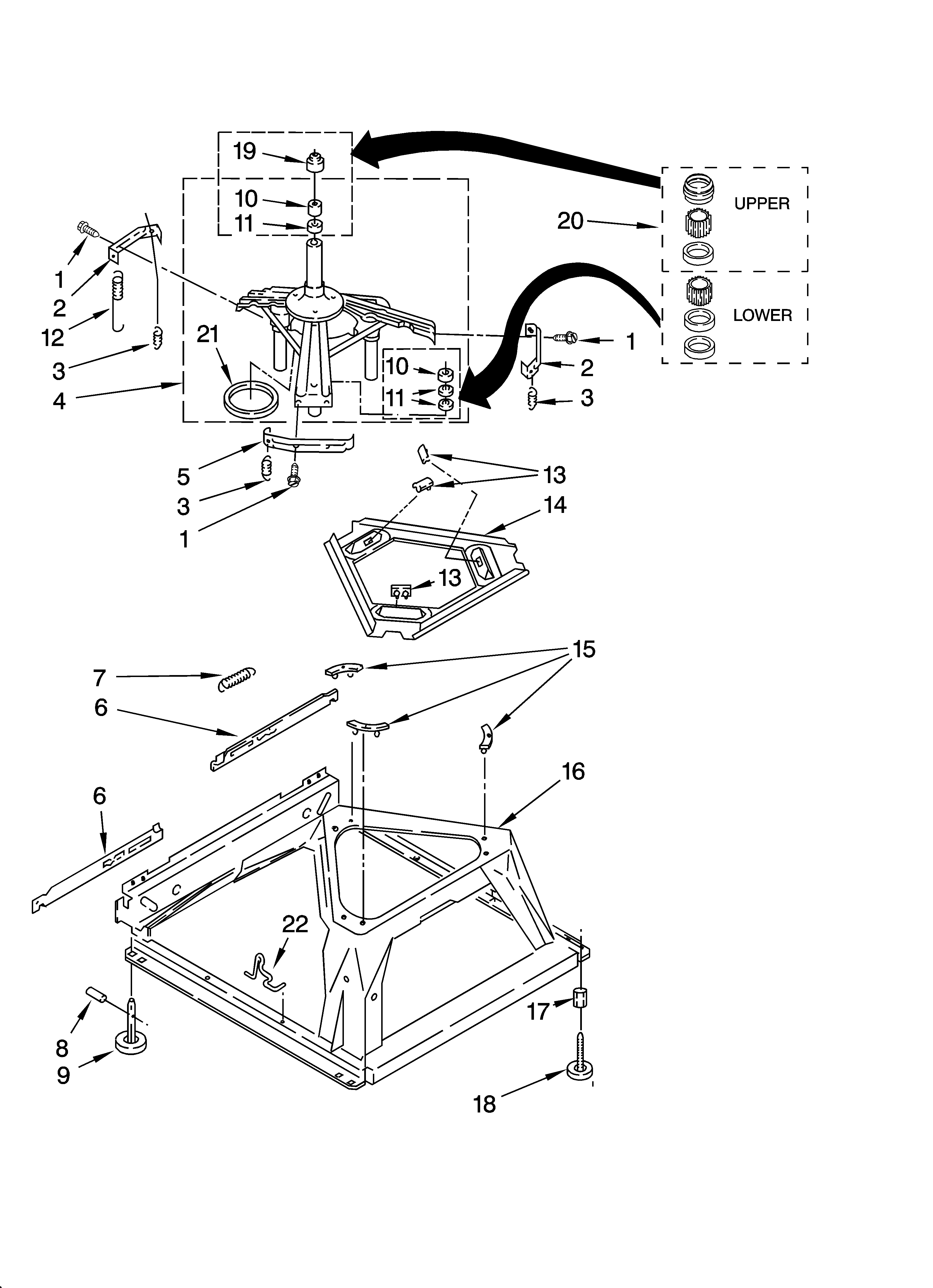 Whirlpool WTW5590VQ1 machine base parts diagram