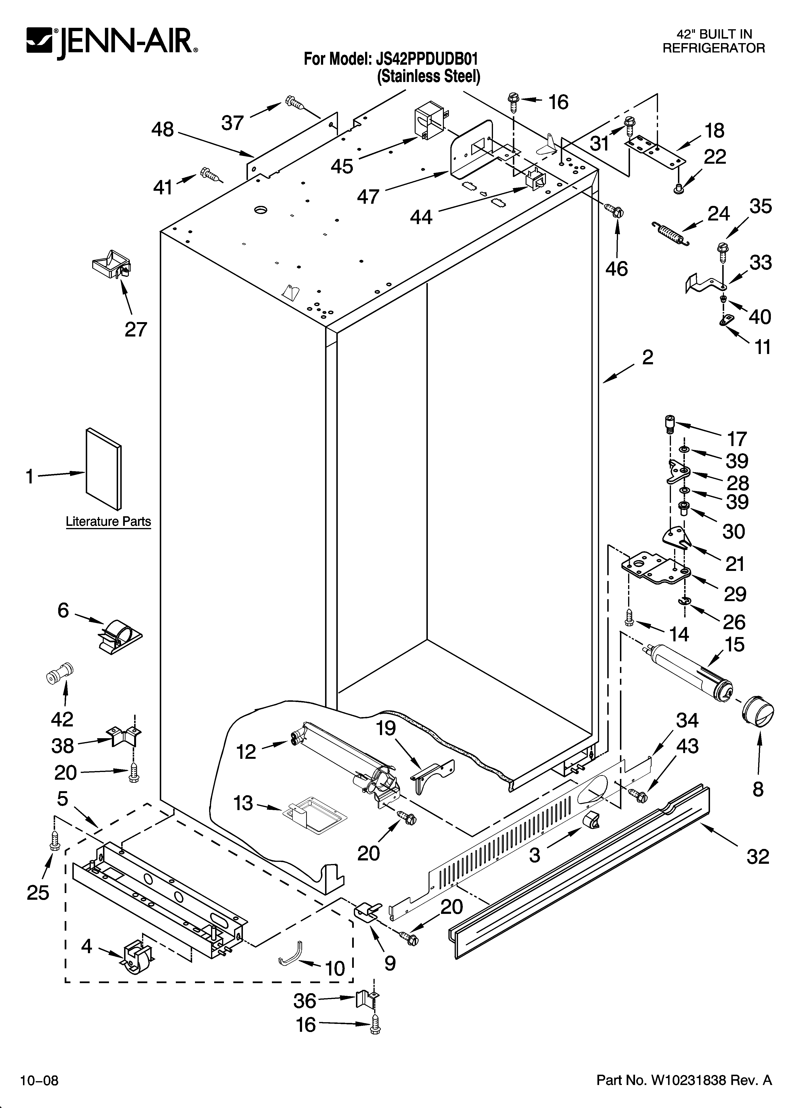 Jenn-Air JS42PPDUDB01 cabinet parts diagram
