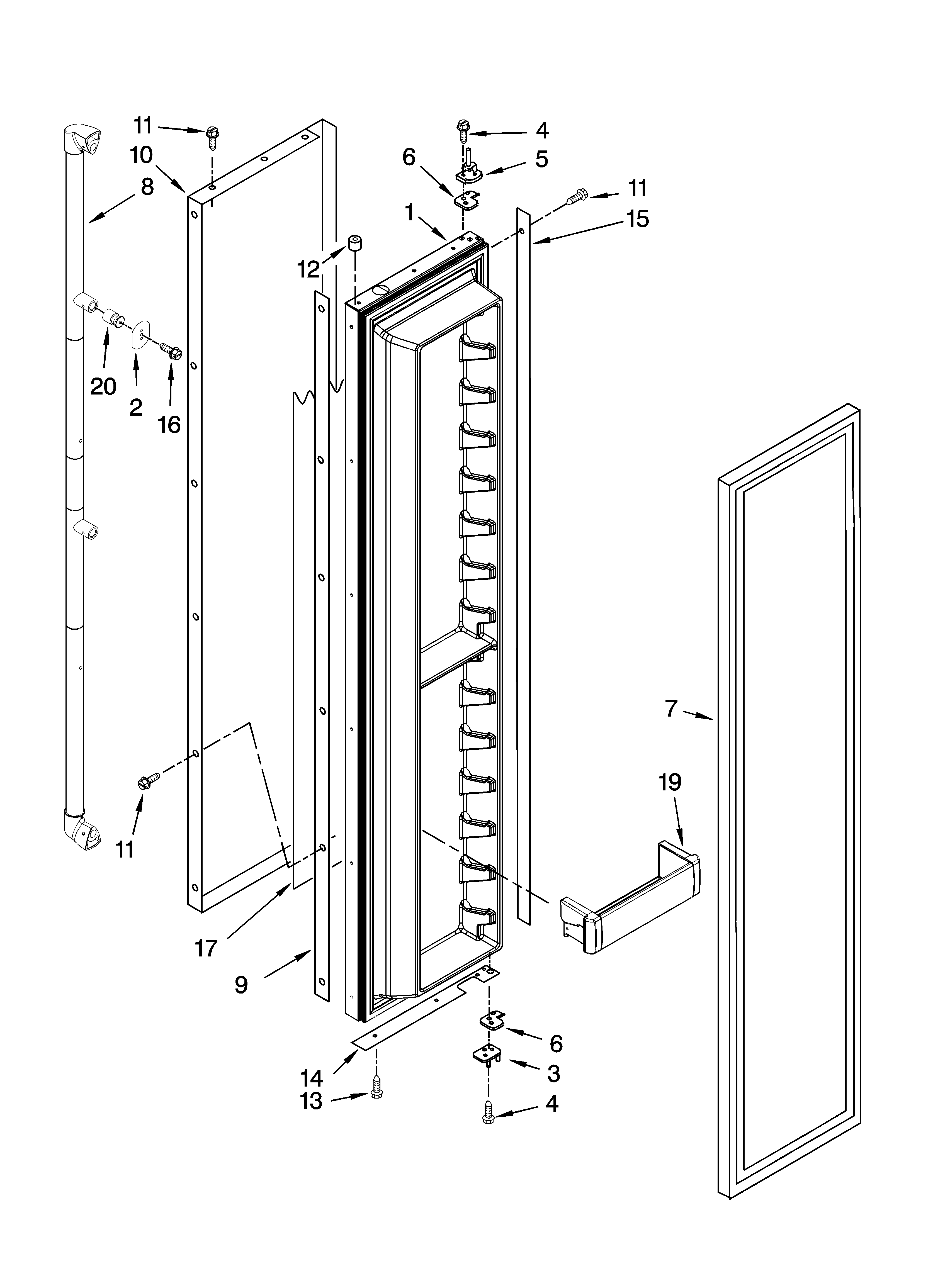 Jenn-Air JS42SEDUDB01 freezer door parts diagram