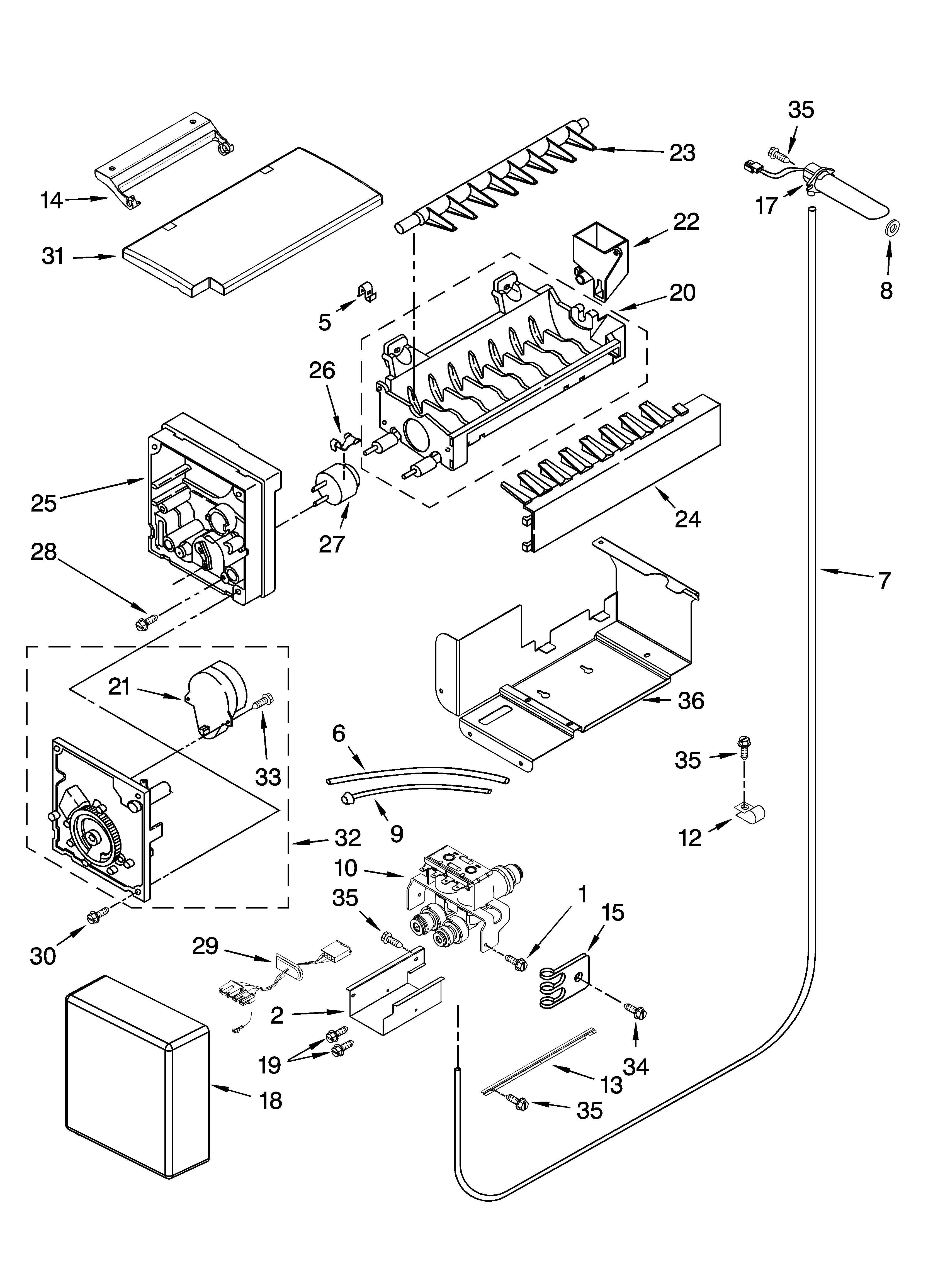 Jenn-Air JS42SEDUDB01 icemaker parts diagram