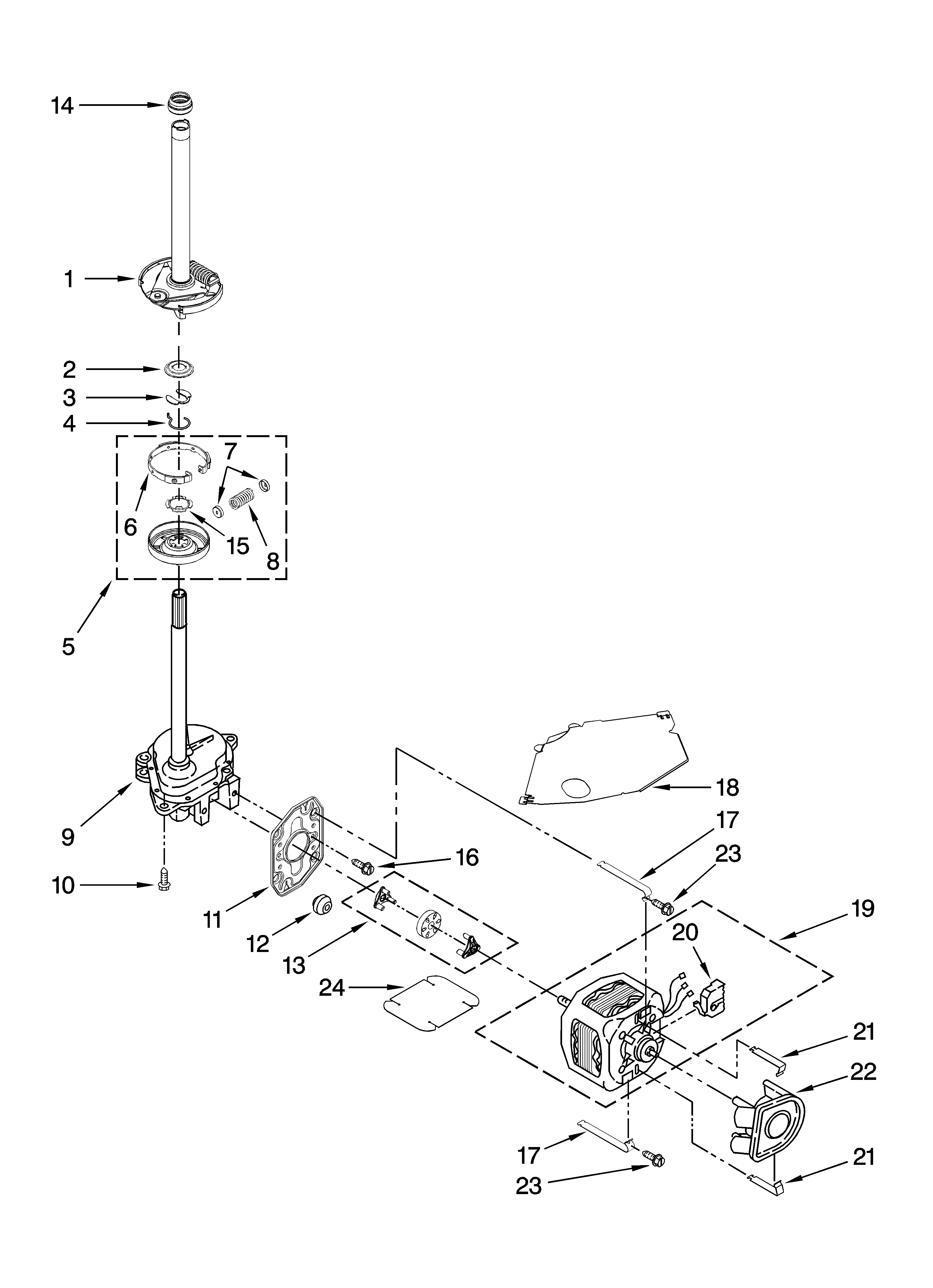 Amana NTW5100TQ1 brake, clutch, gearcase, motor and pump parts diagram
