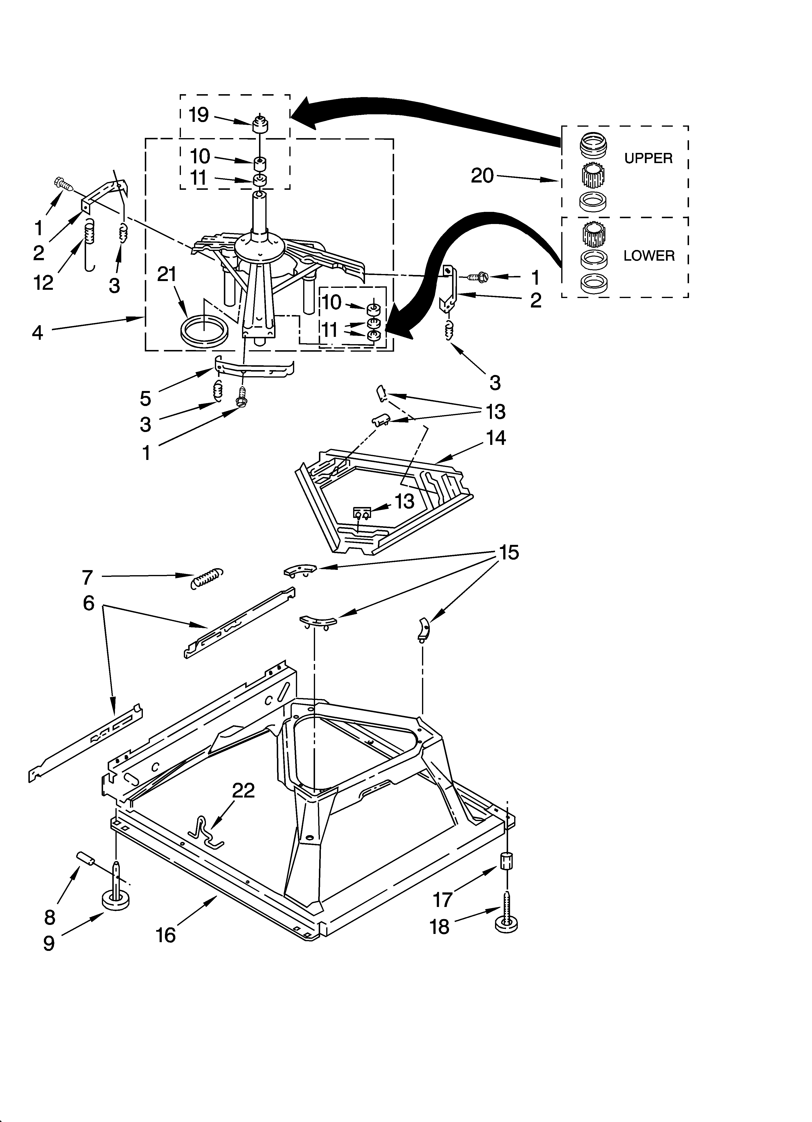 Amana NTW5100TQ1 machine base parts diagram