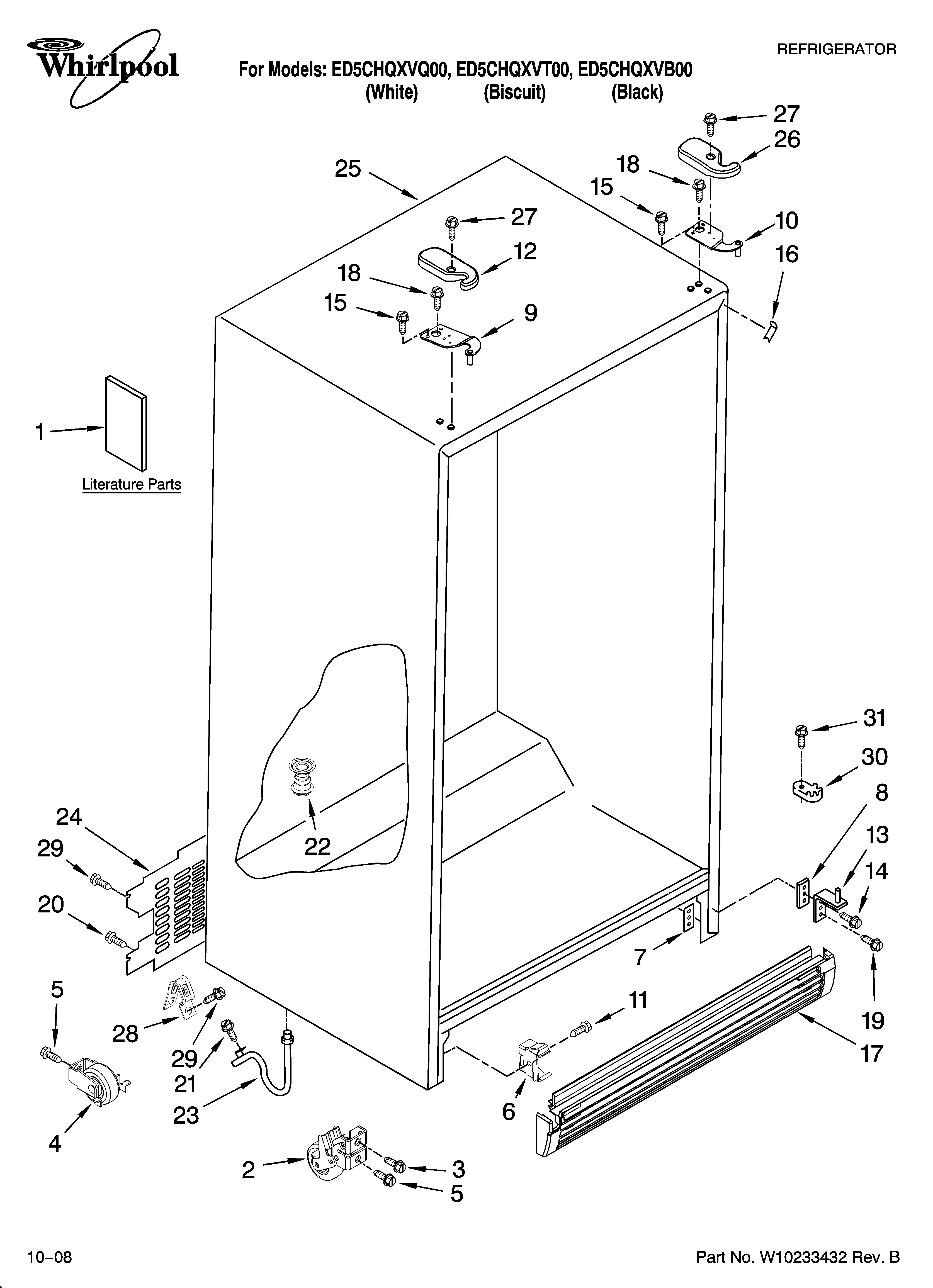 Whirlpool ED5CHQXVQ00 cabinet parts diagram