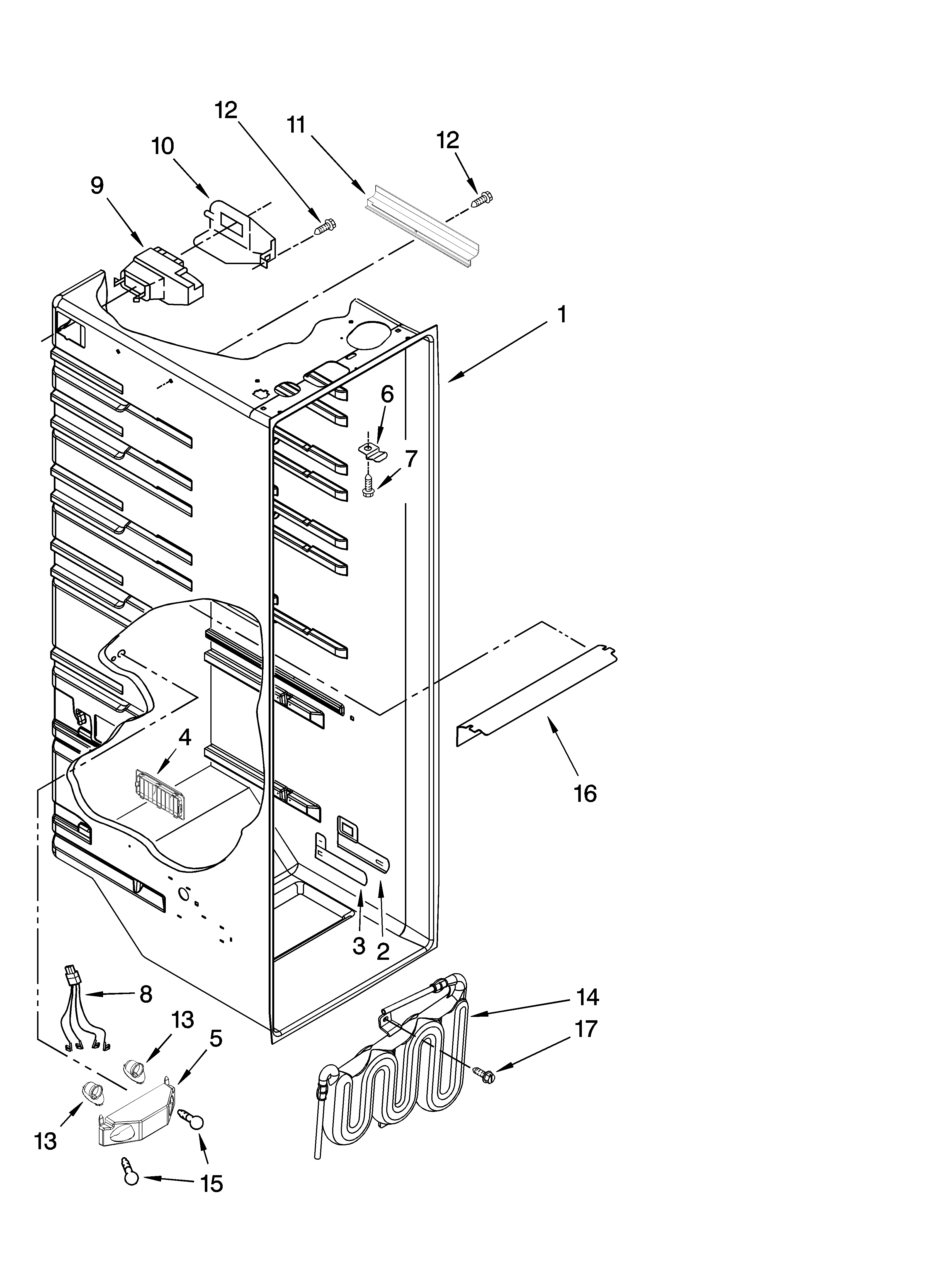 Whirlpool ED5CHQXVQ00 refrigerator liner parts diagram