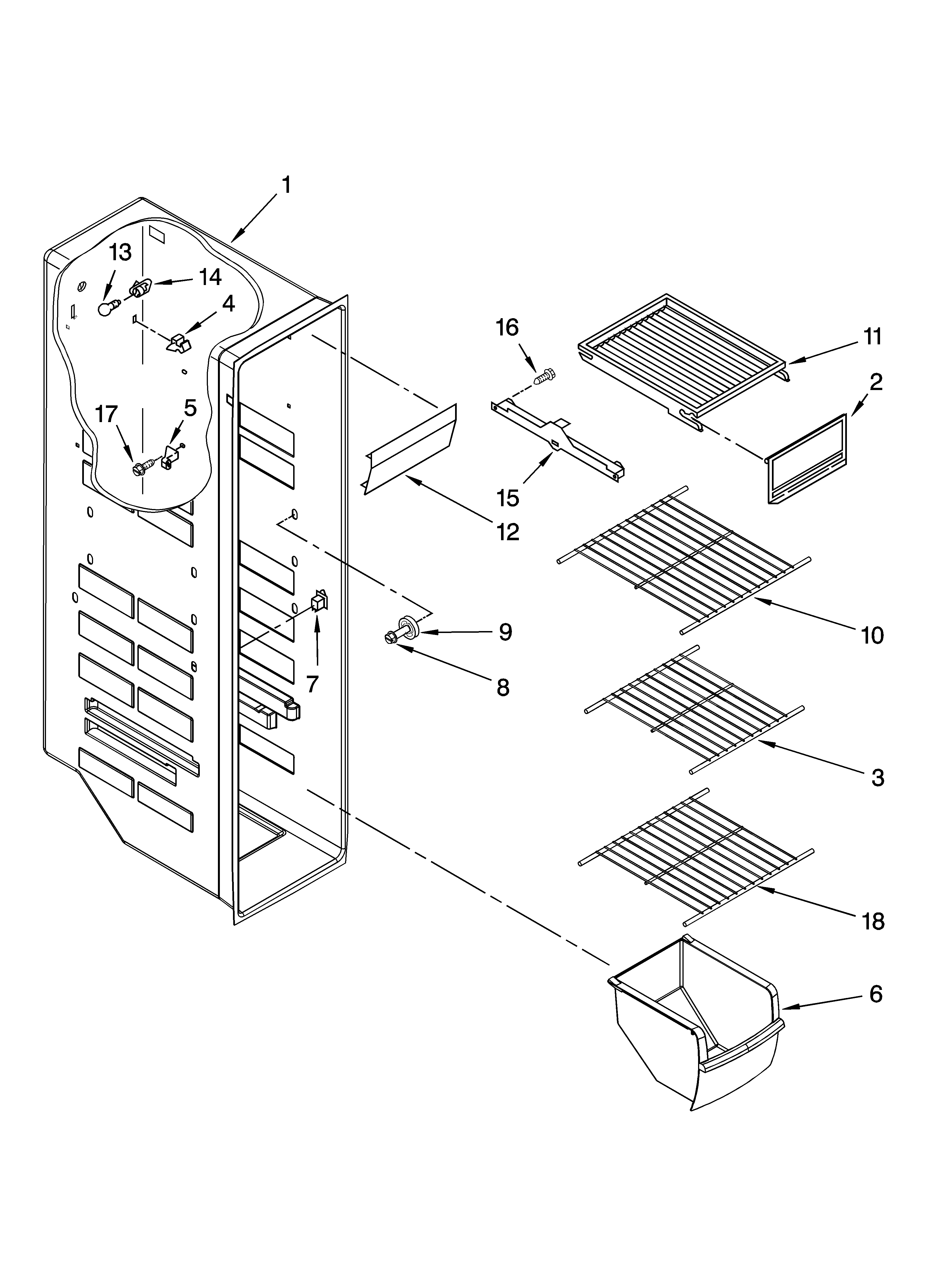 Whirlpool ED5CHQXVQ00 freezer liner parts diagram
