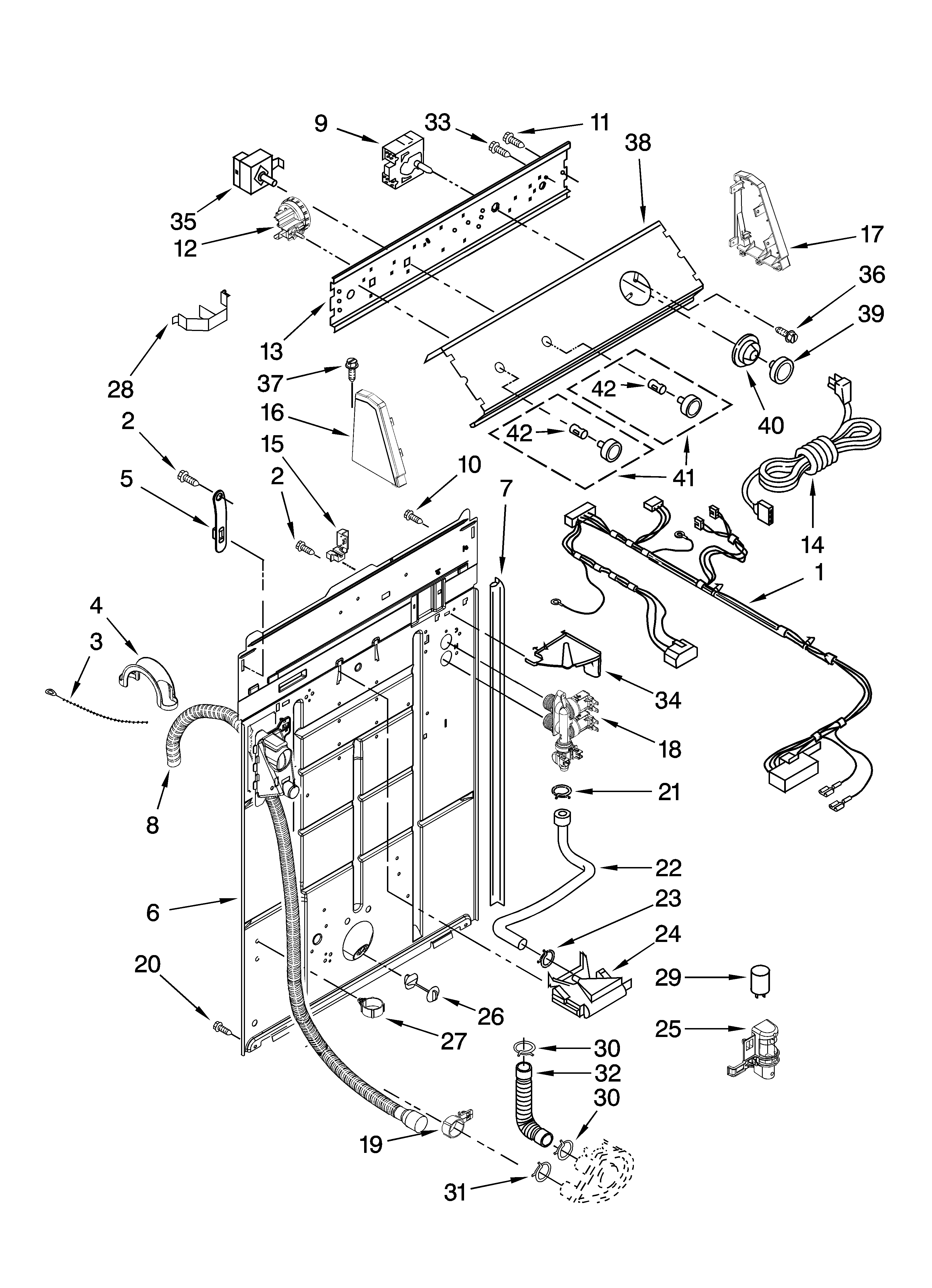 Estate ETW4400VQ2 controls and rear panel parts diagram