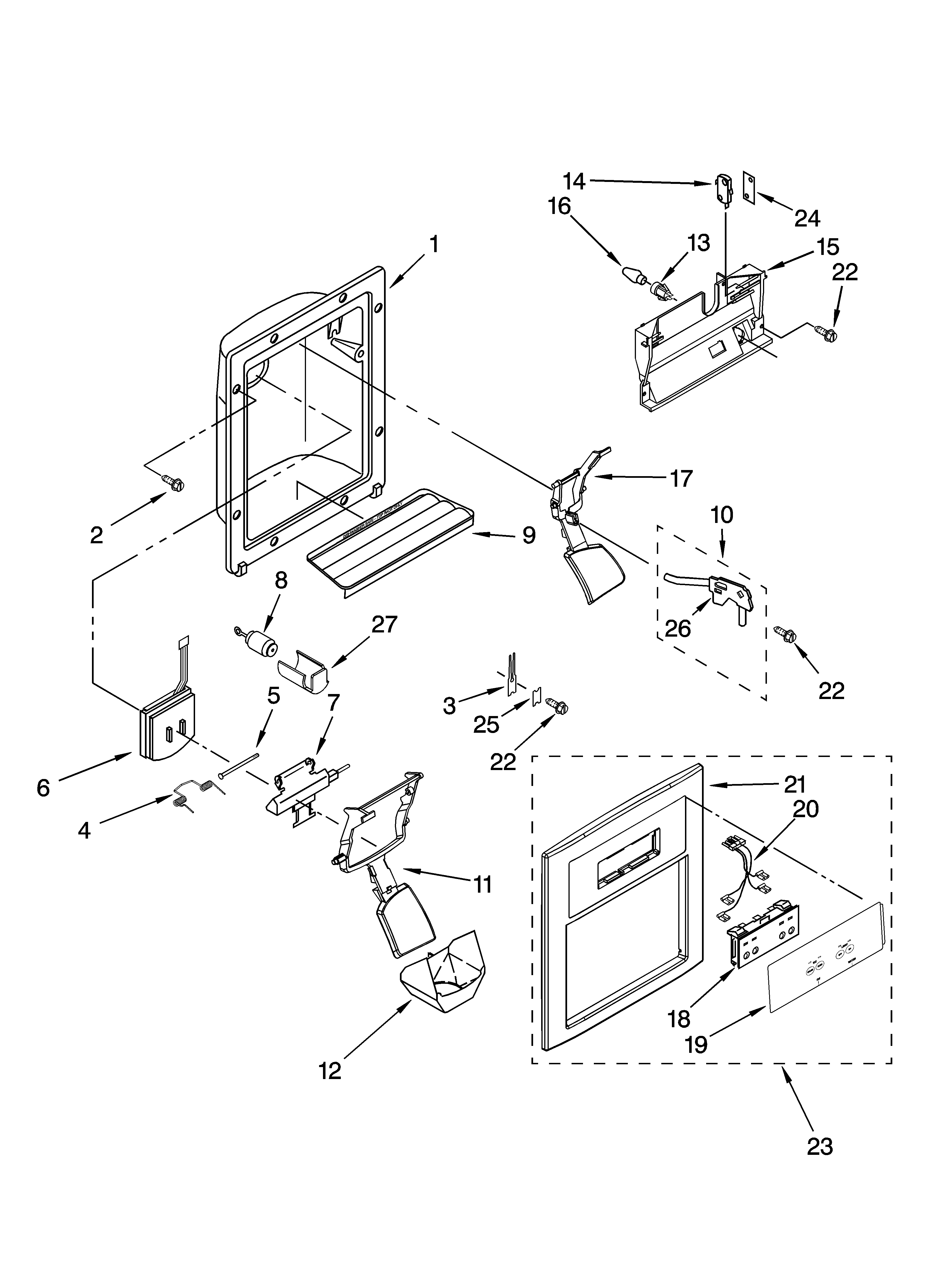 Ikea ID5HHEXTQ00 dispenser front parts diagram