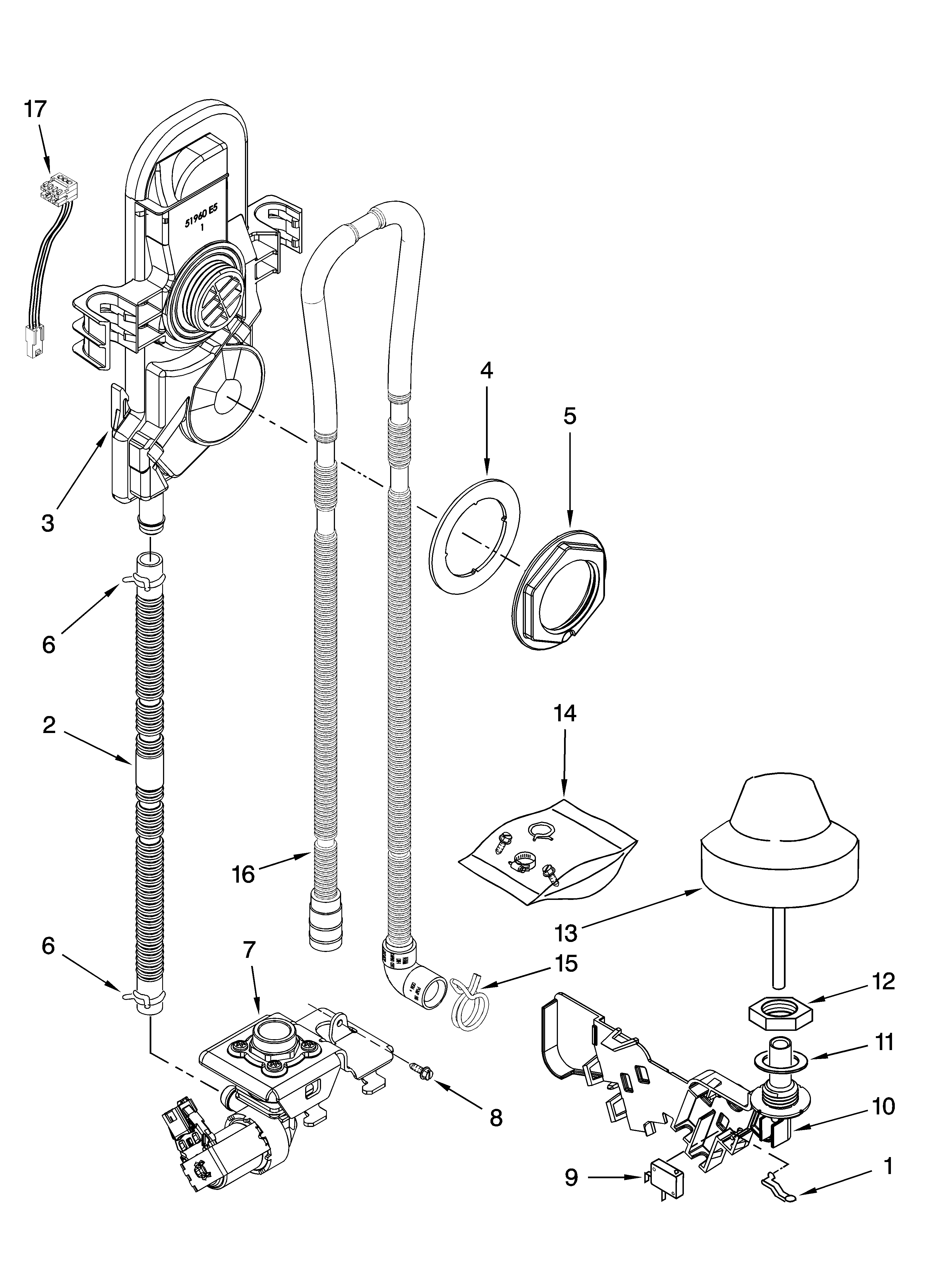 Ikea IUD9750VS0 fill, drain and overfill parts diagram
