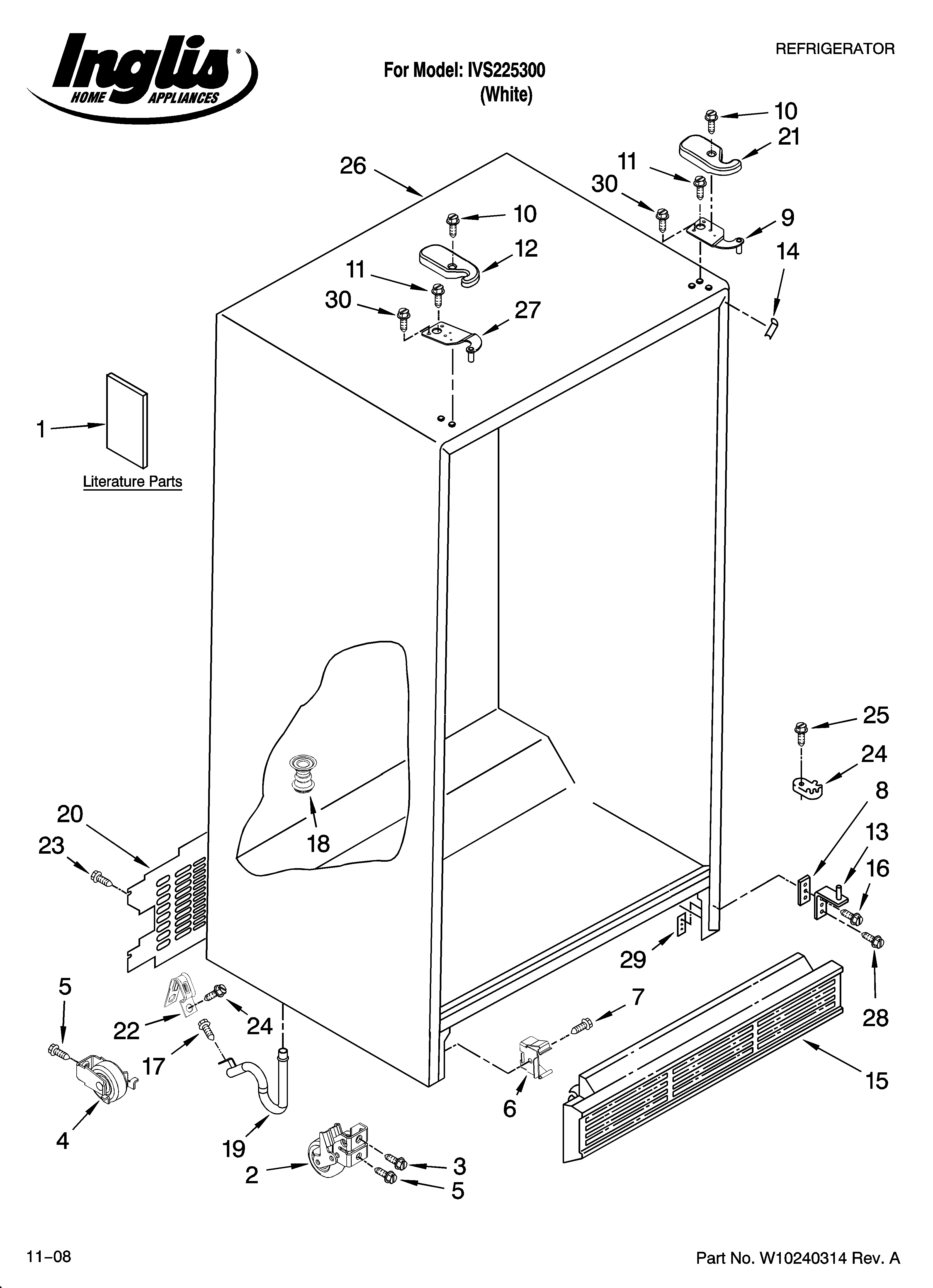 Inglis IVS225300 cabinet parts diagram