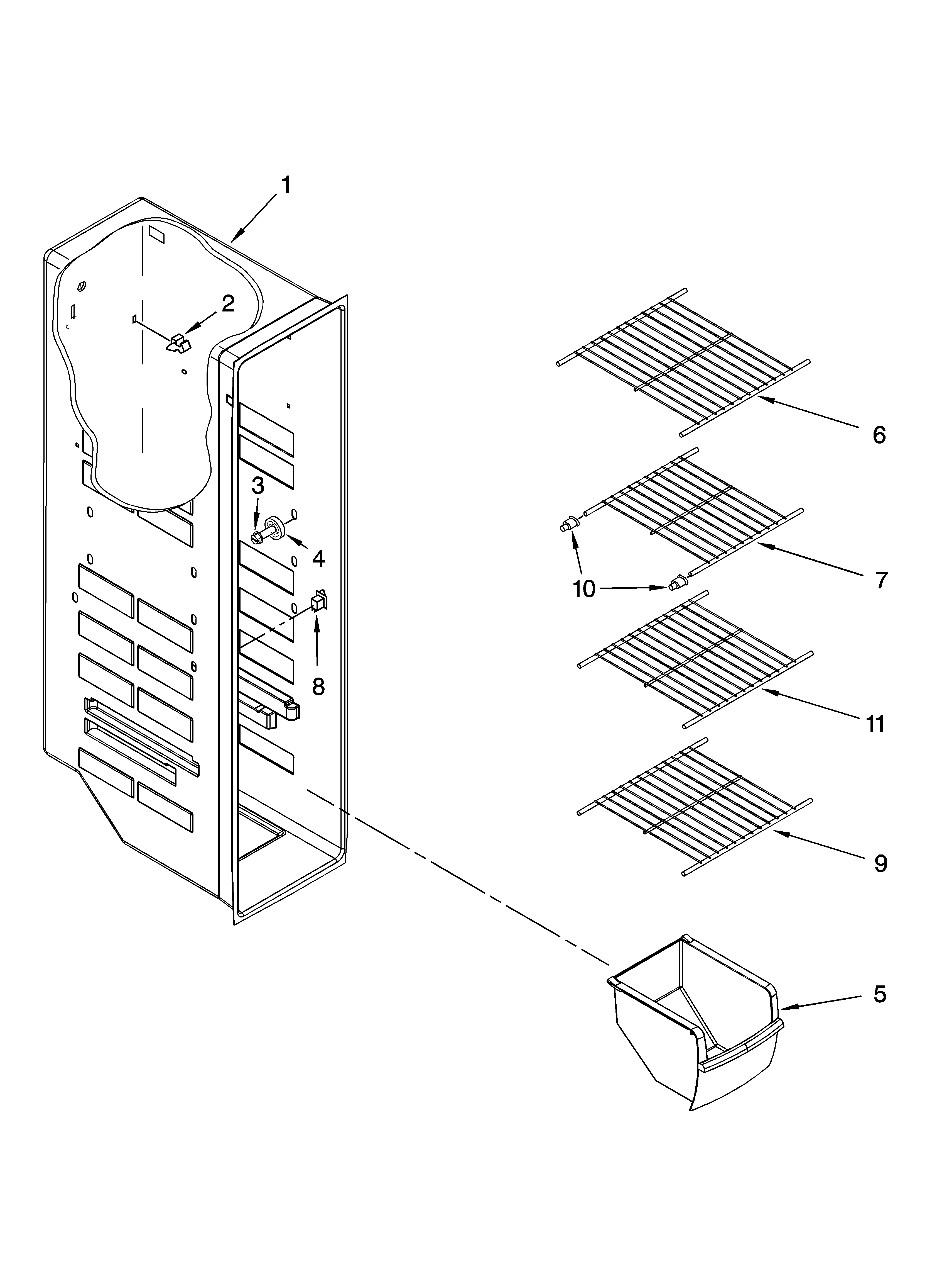 Inglis IVS225300 freezer liner parts diagram