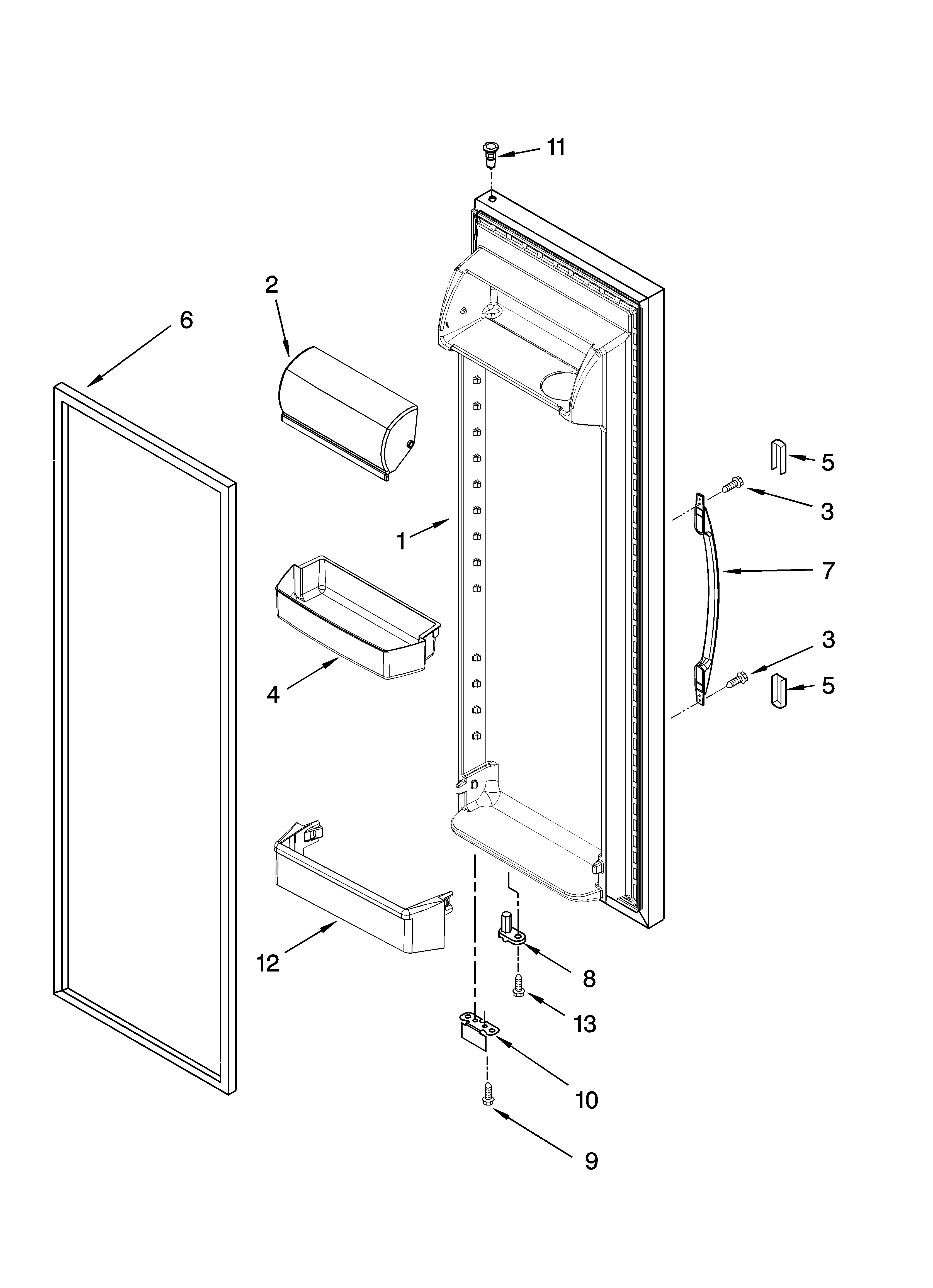 Inglis IVS225300 refrigerator door parts diagram