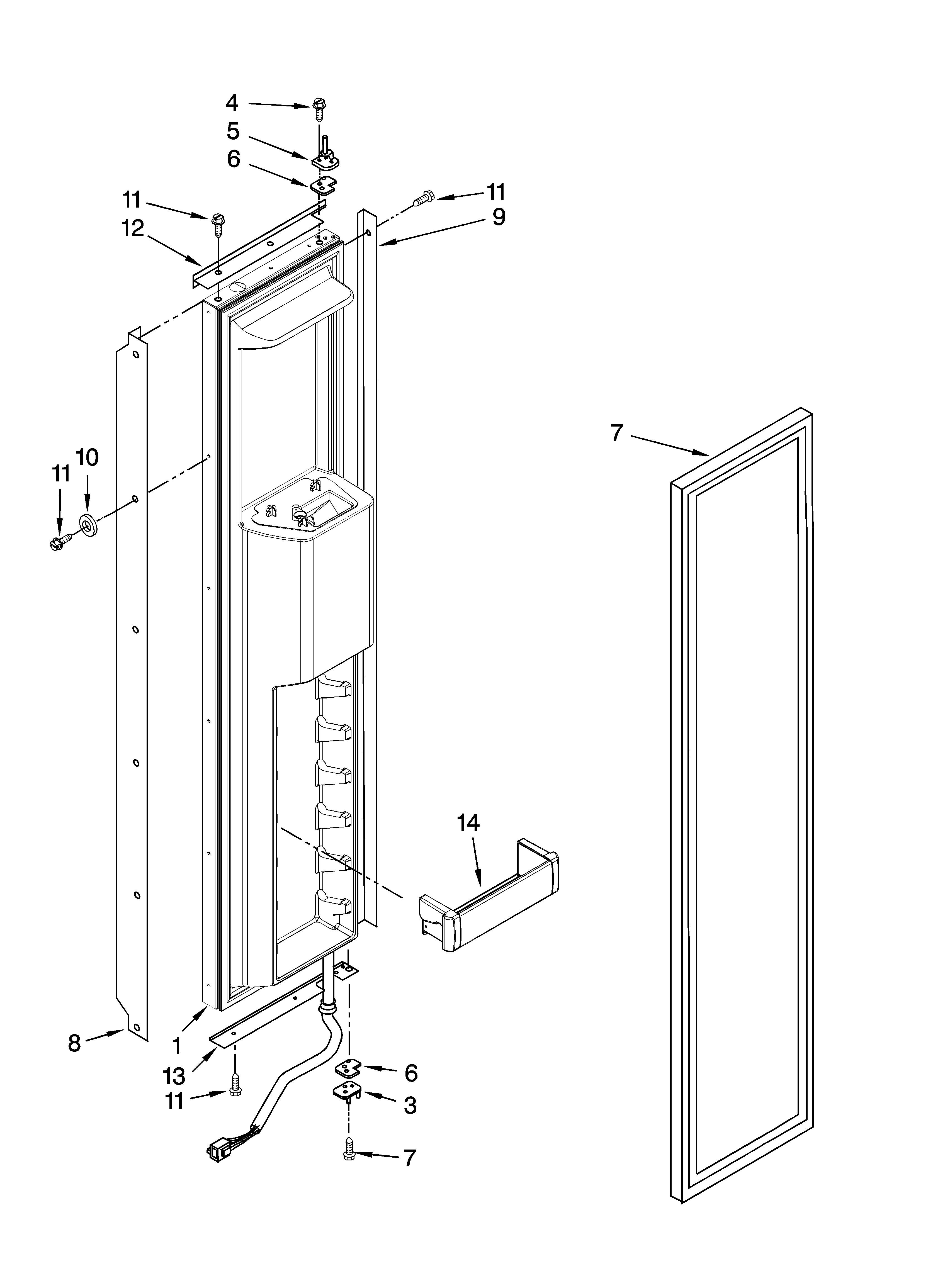 KitchenAid KSSS42QTW03 freezer door parts diagram