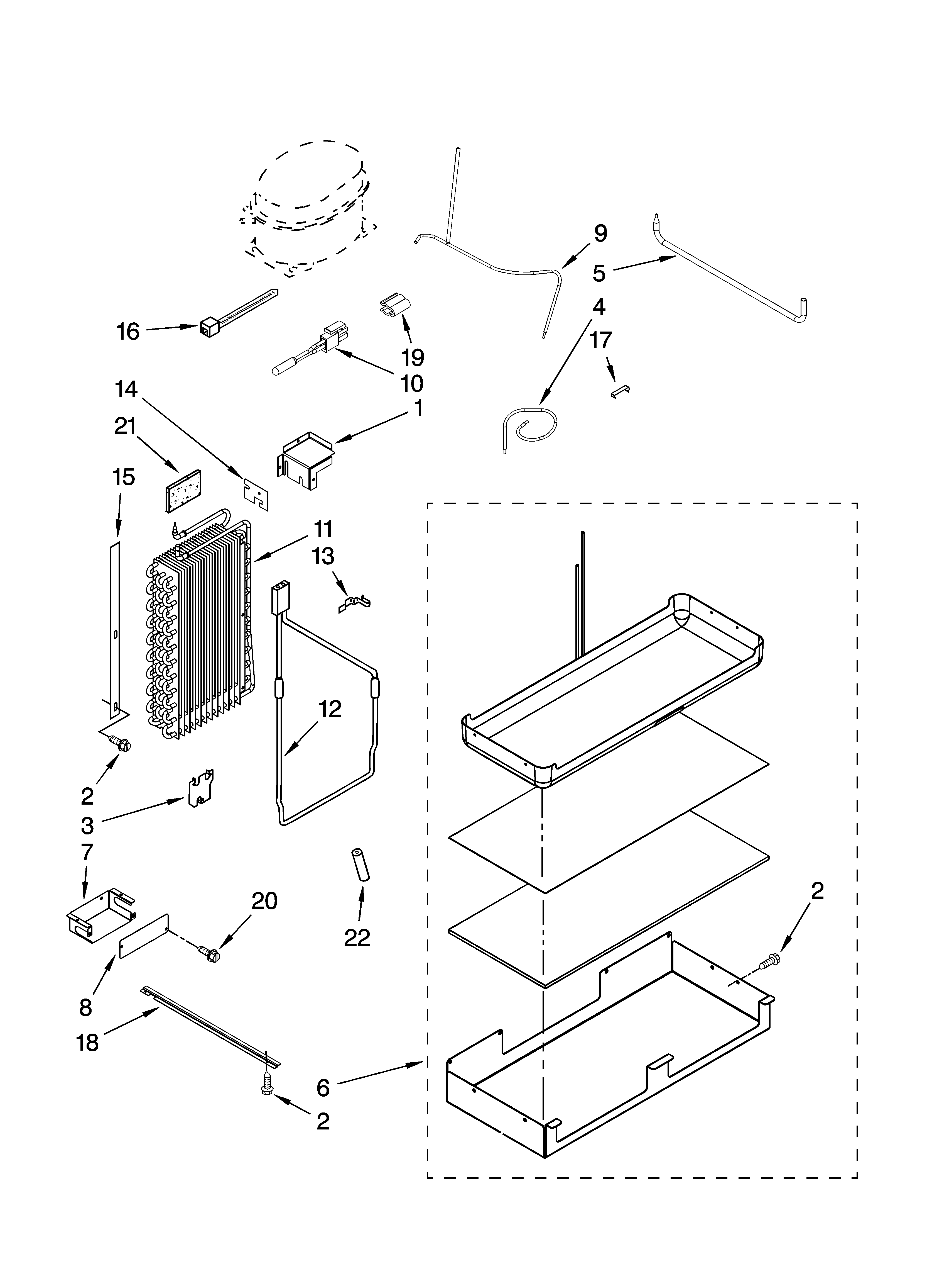 KitchenAid KSSS42QTW03 lower unit and tube parts diagram