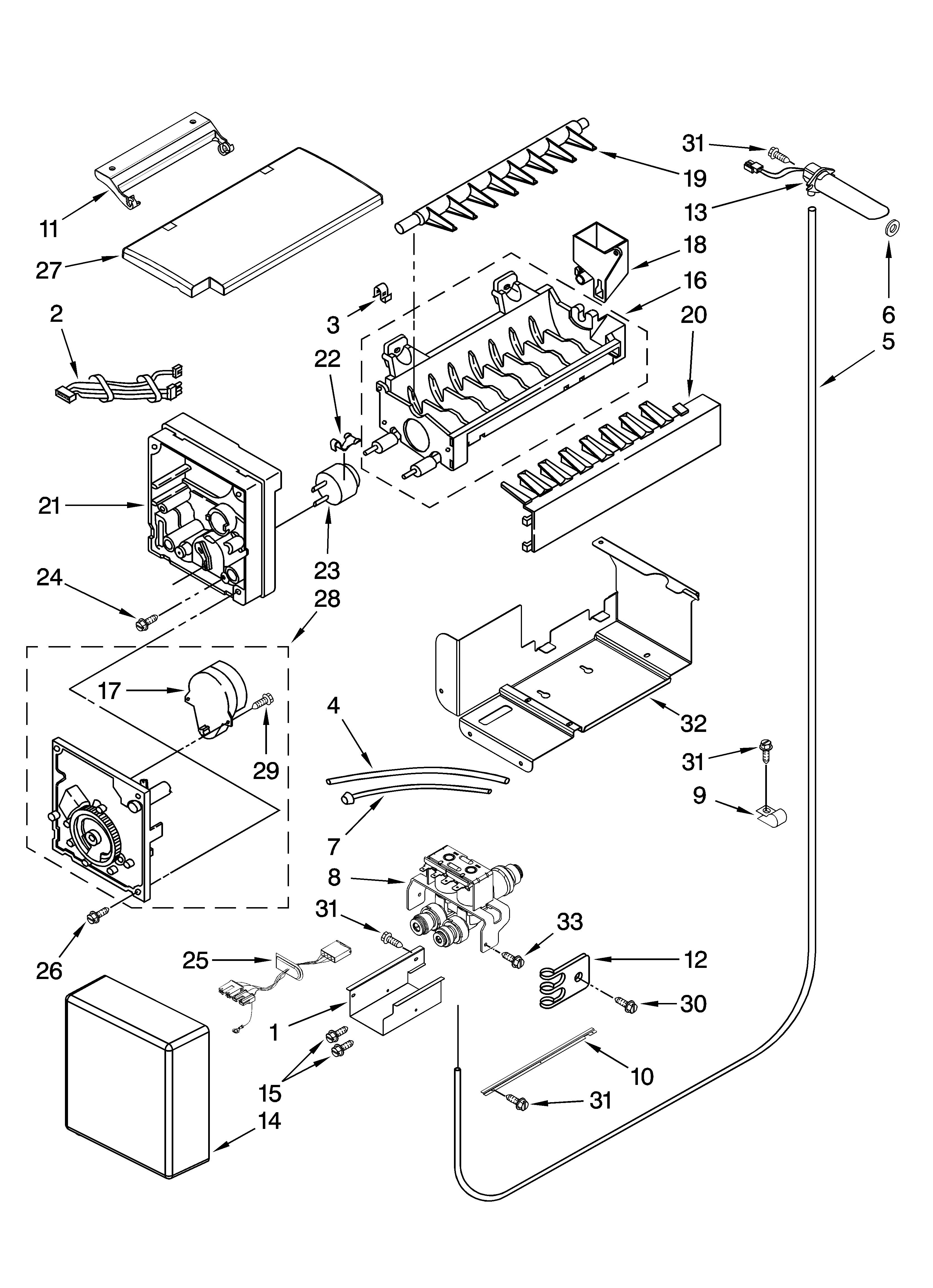 KitchenAid KSSS42QTW03 icemaker parts diagram