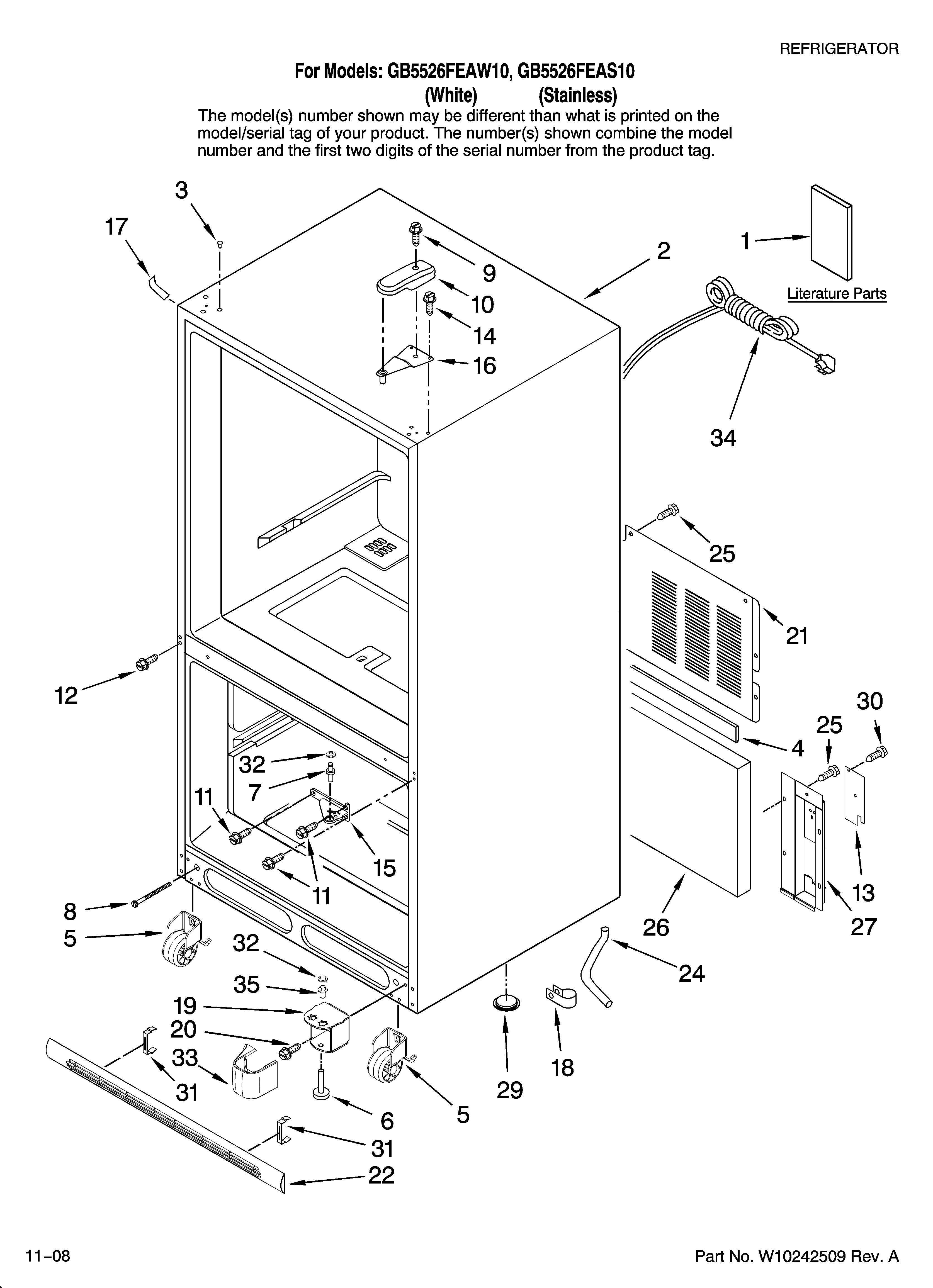Maytag GB5526FEAW10 cabinet parts diagram
