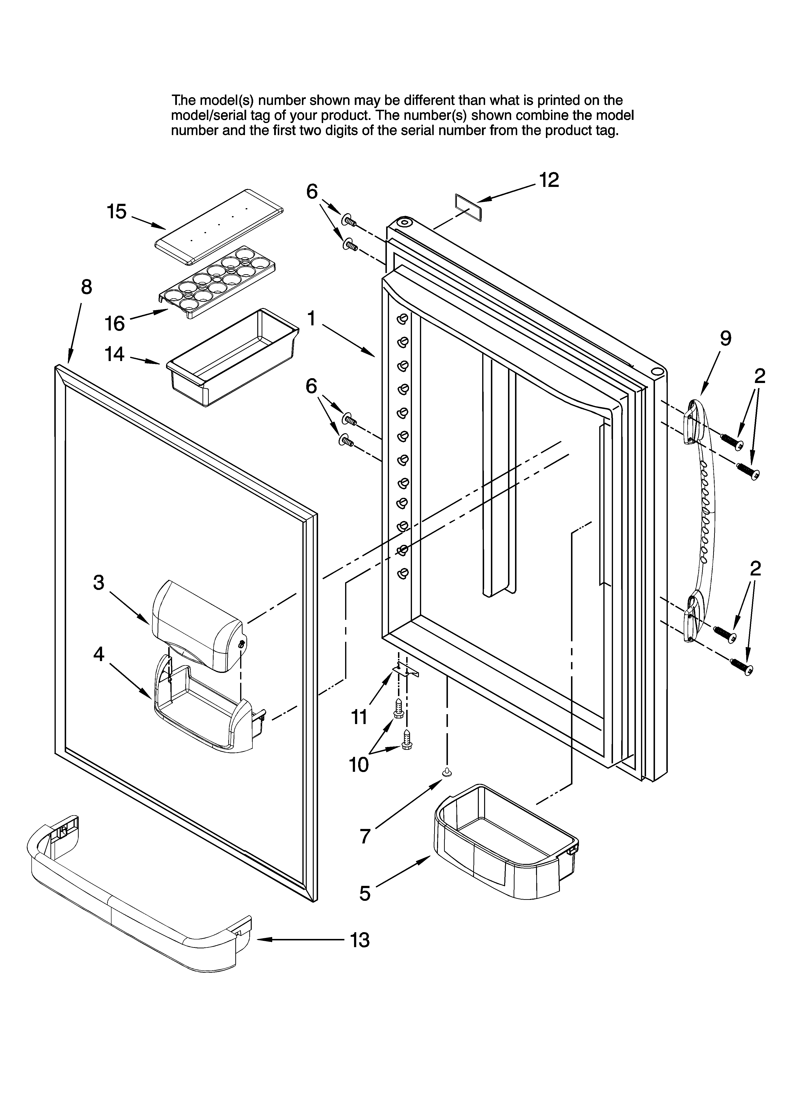Maytag GB5526FEAW10 refrigerator door parts diagram