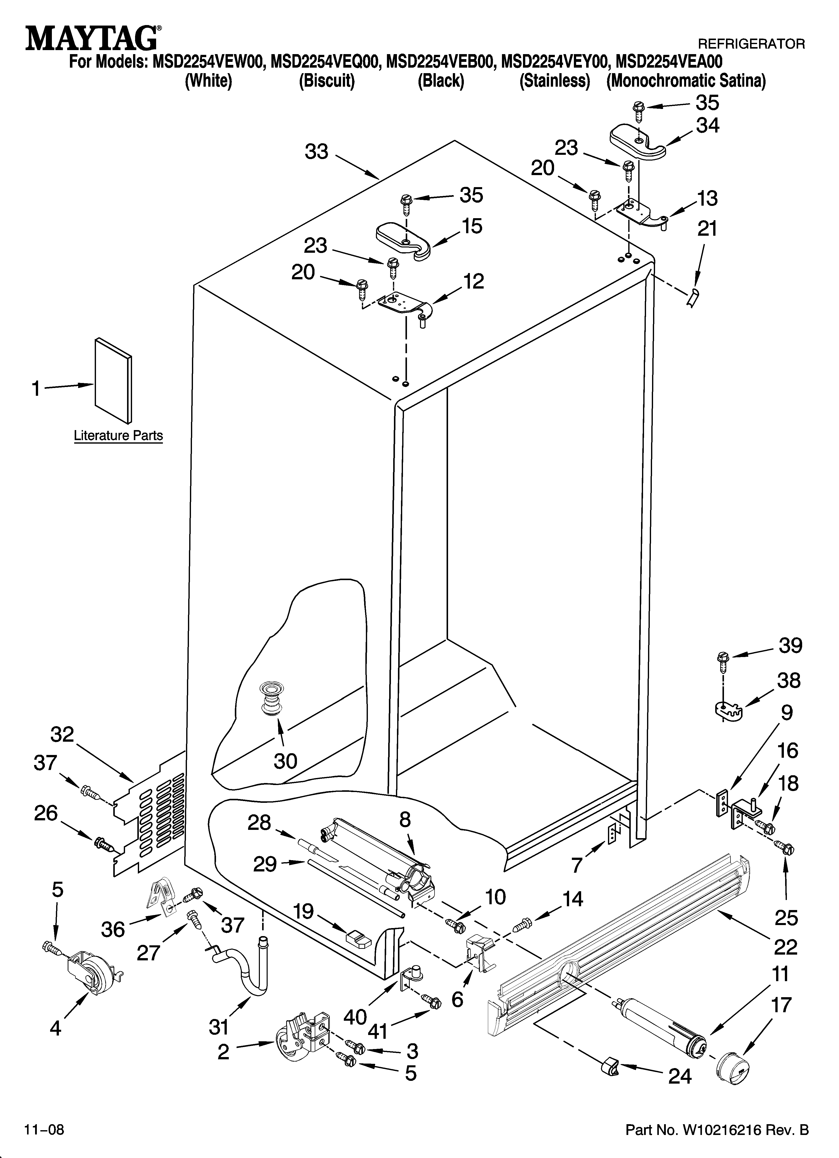 Maytag MSD2254VEB00 cabinet parts diagram