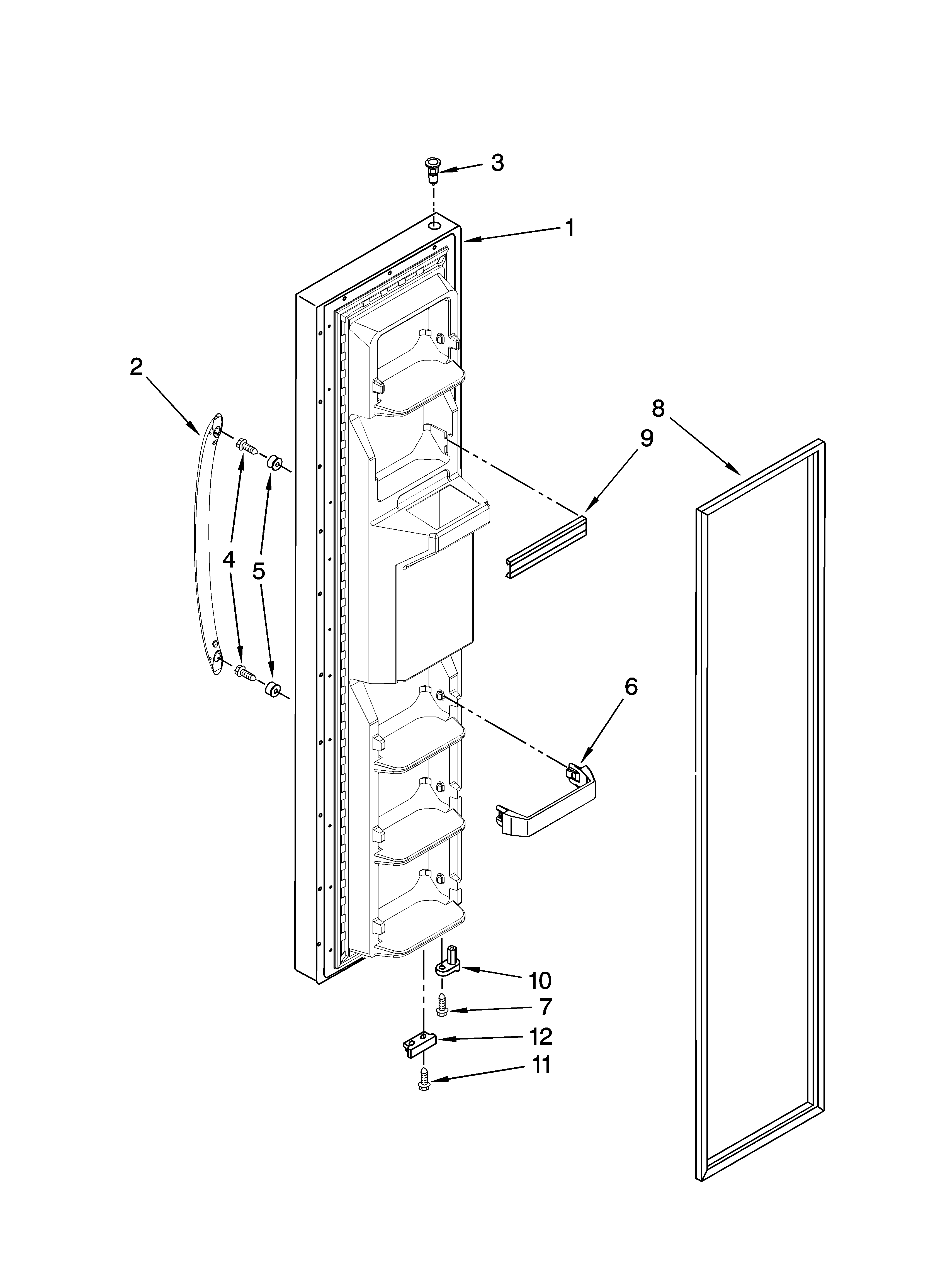 Maytag MSD2254VEB00 freezer door parts diagram