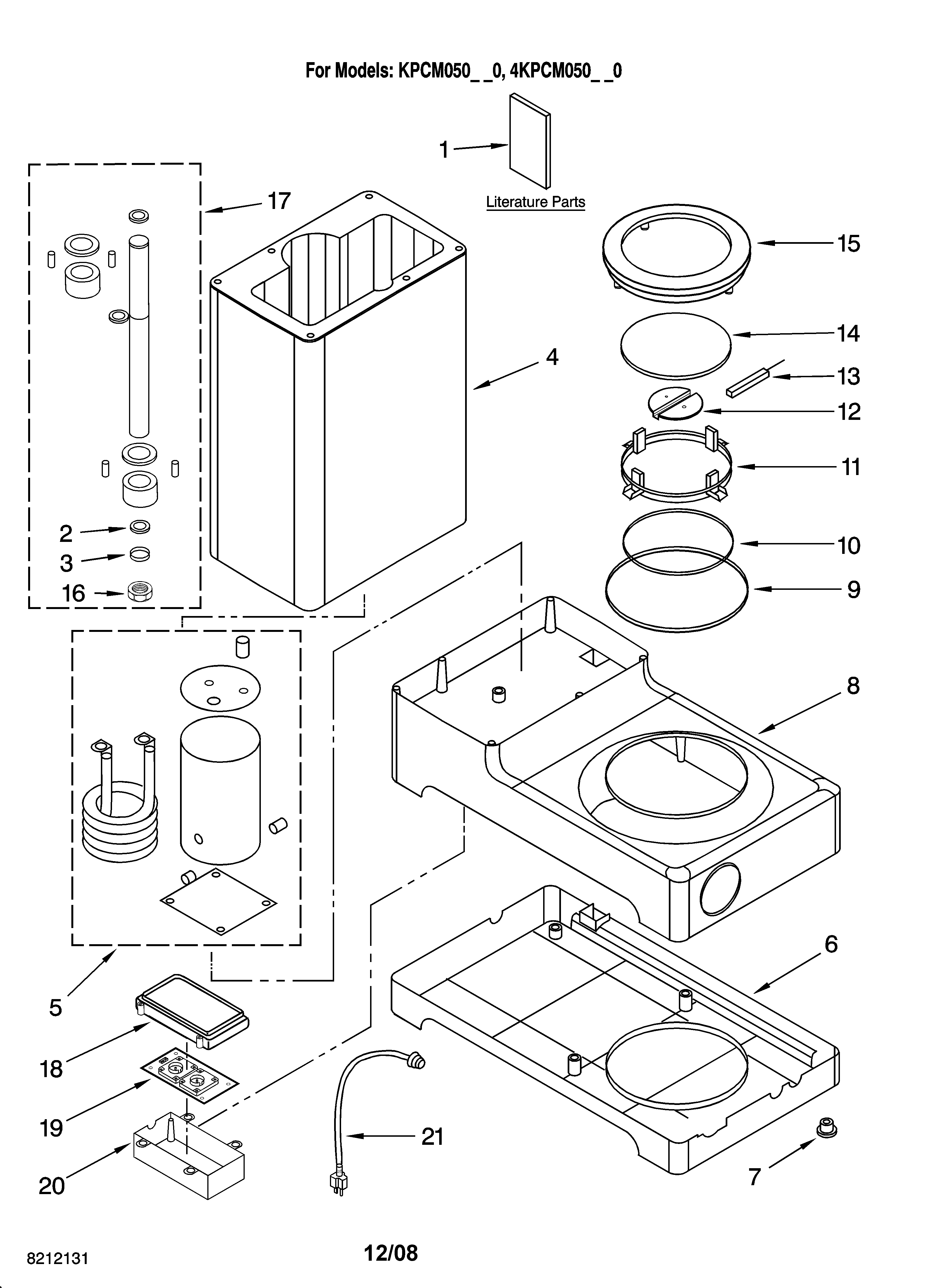 KitchenAid 4KPCM050PM0 base and housing parts diagram