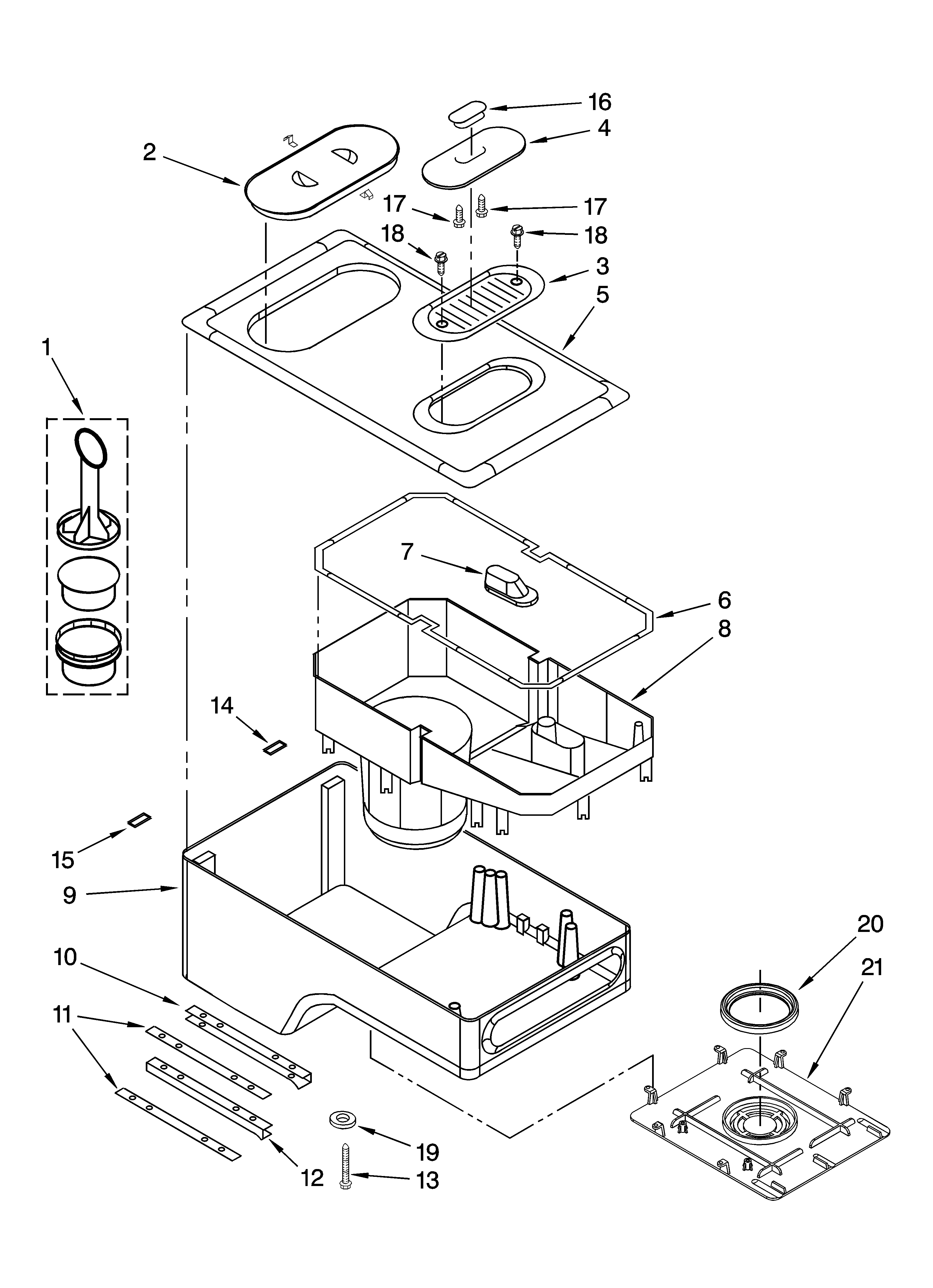 KitchenAid 4KPCM050PM0 water reservoir parts diagram