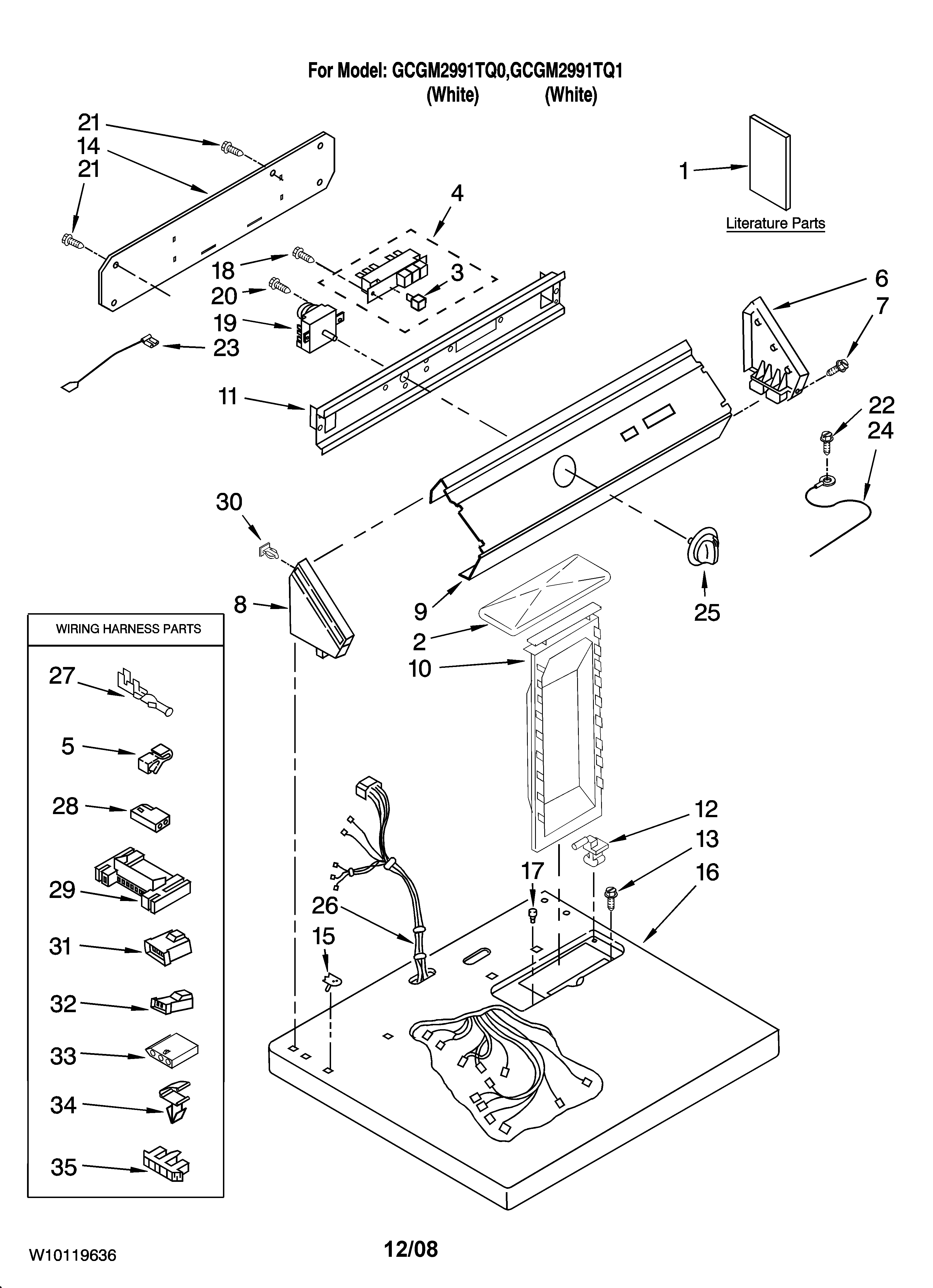 Whirlpool GCGM2991TQ1 top and console parts diagram