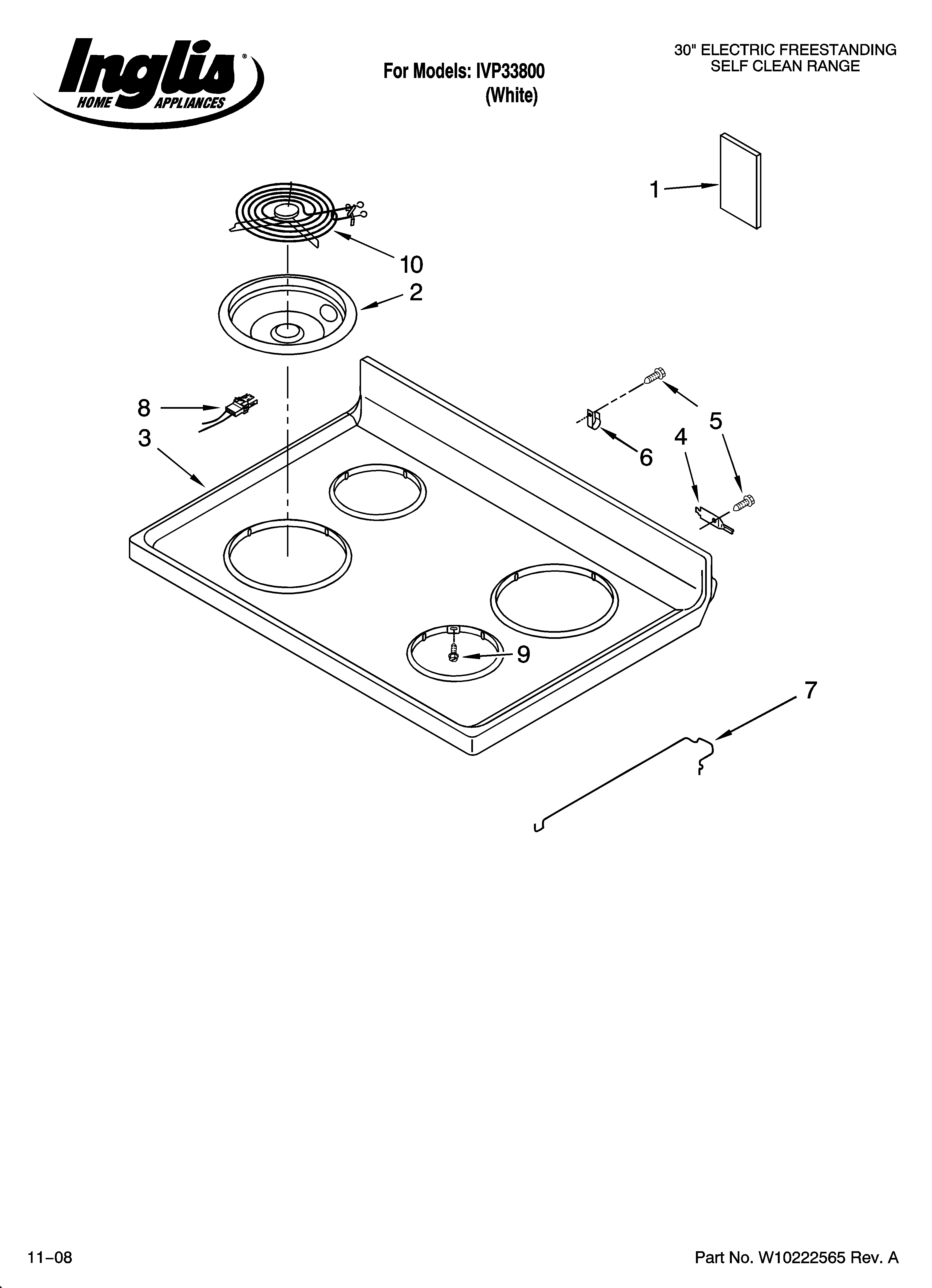 Inglis IVP33800 cooktop parts diagram