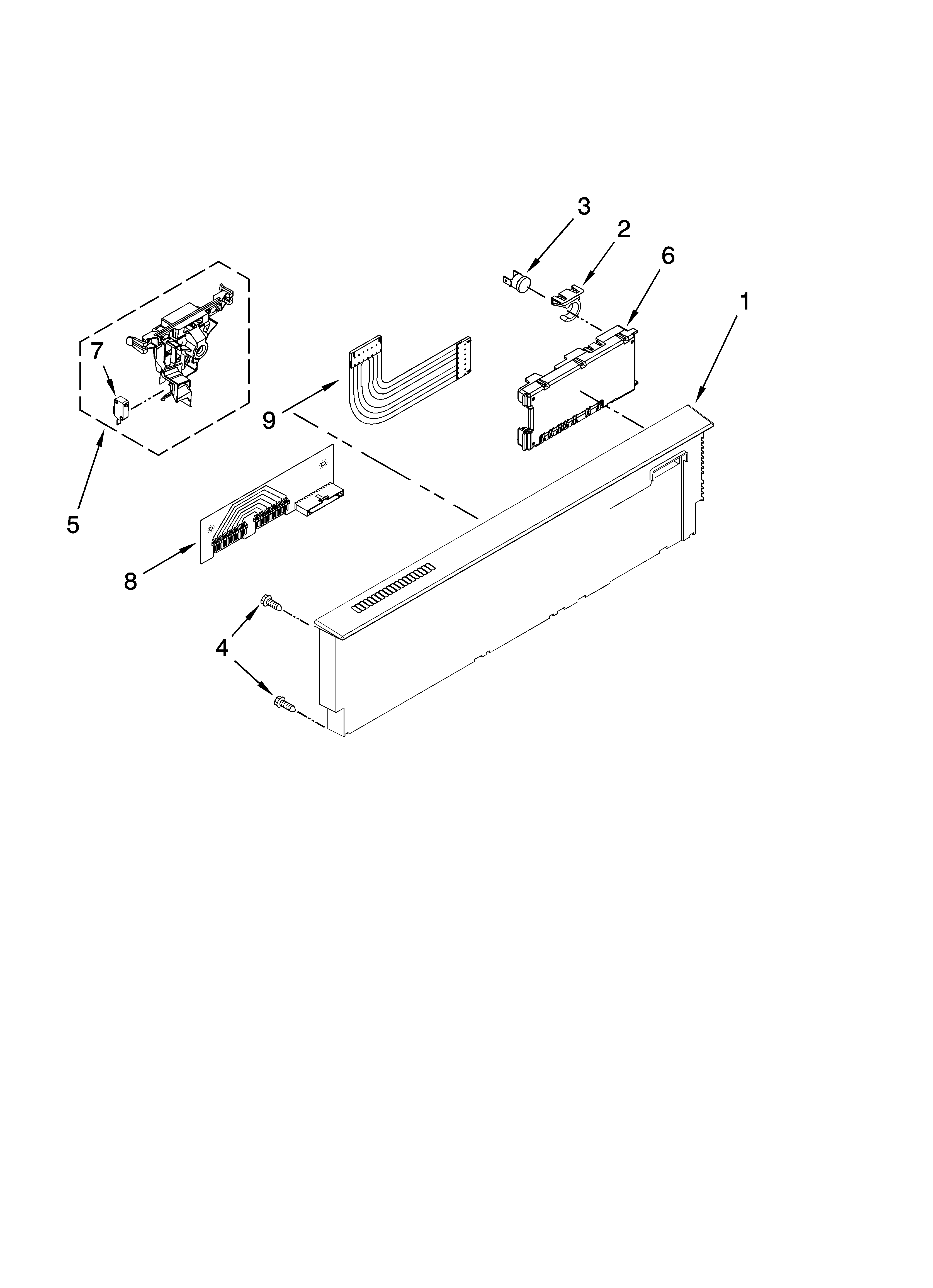 Fulgor DW524L1ABL0 control panel parts diagram