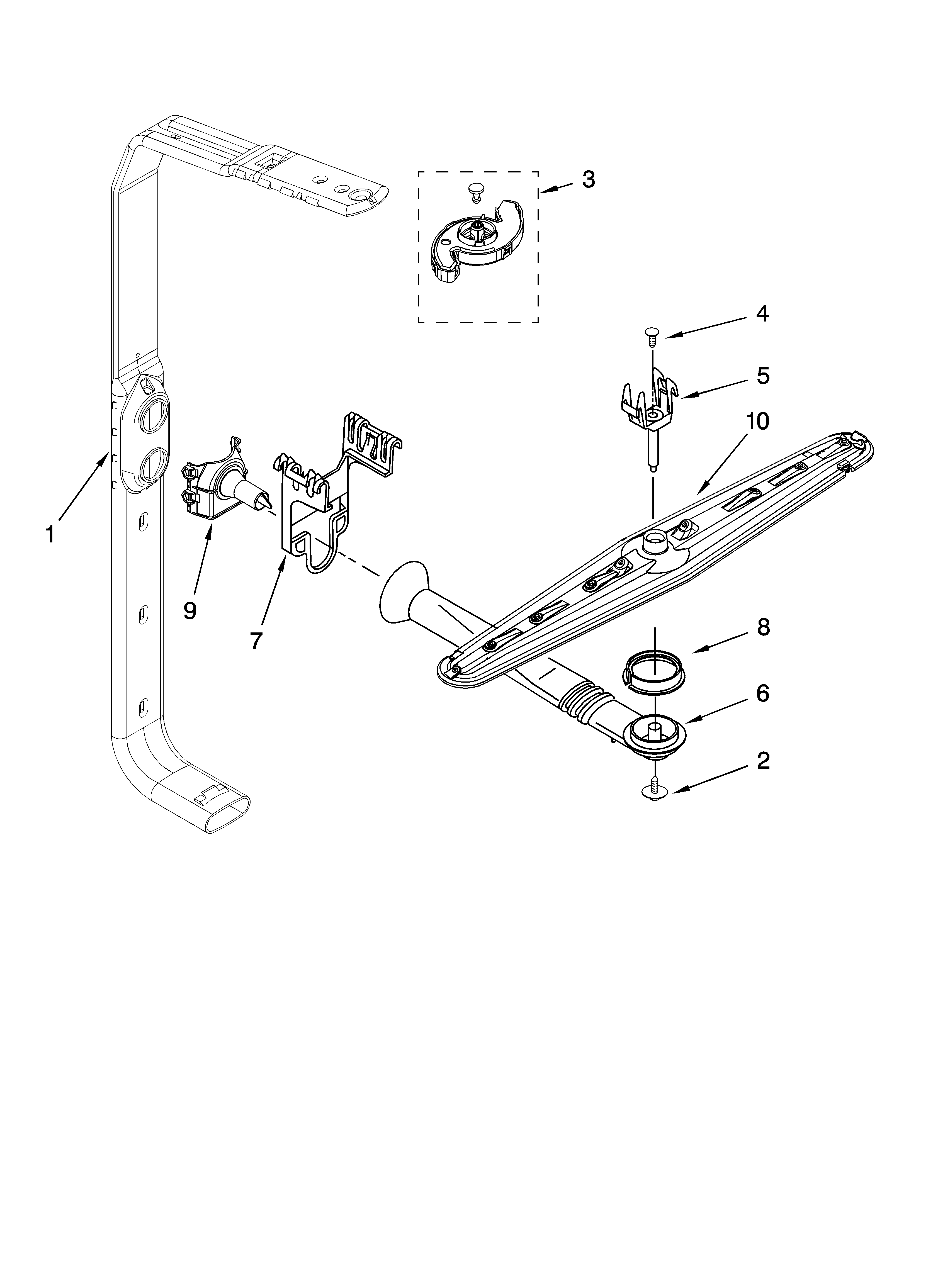 Fulgor DW524L1ABL0 upper wash and rinse parts diagram