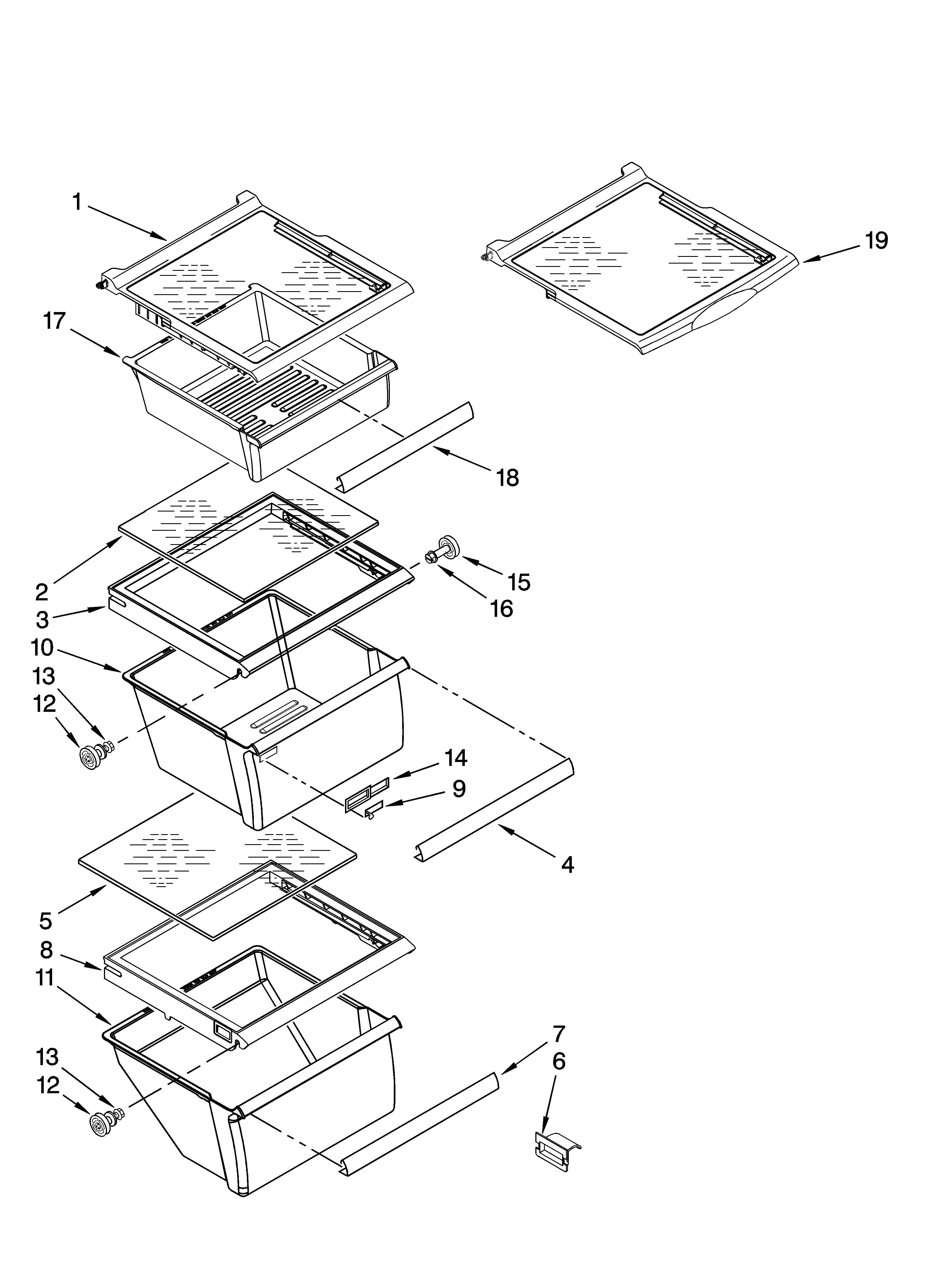Whirlpool ED5FHEXVQ01 refrigerator shelf parts diagram