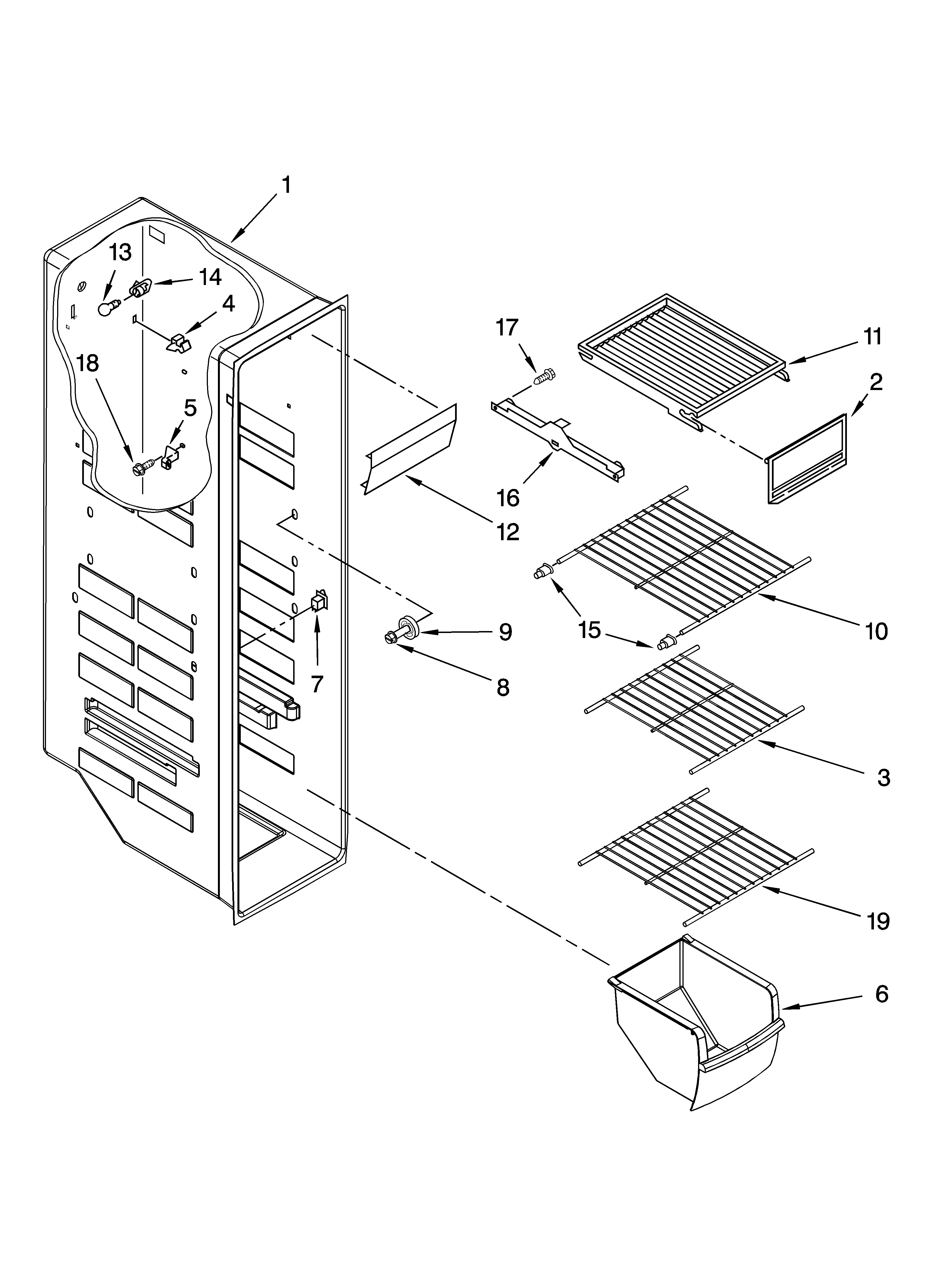 Whirlpool ED5FHEXVQ01 freezer liner parts diagram
