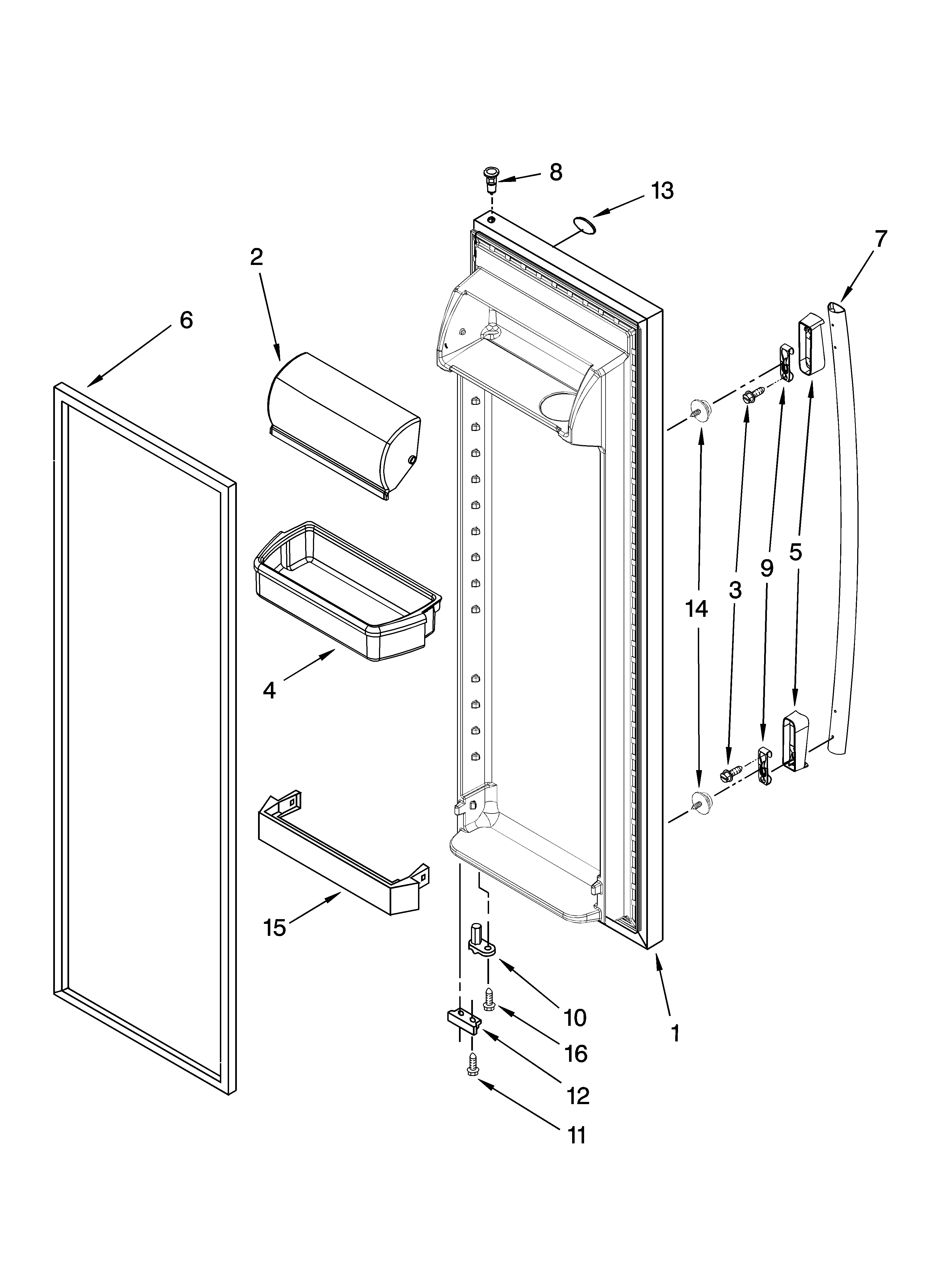 Whirlpool ED5FHEXVQ01 refrigerator door parts diagram